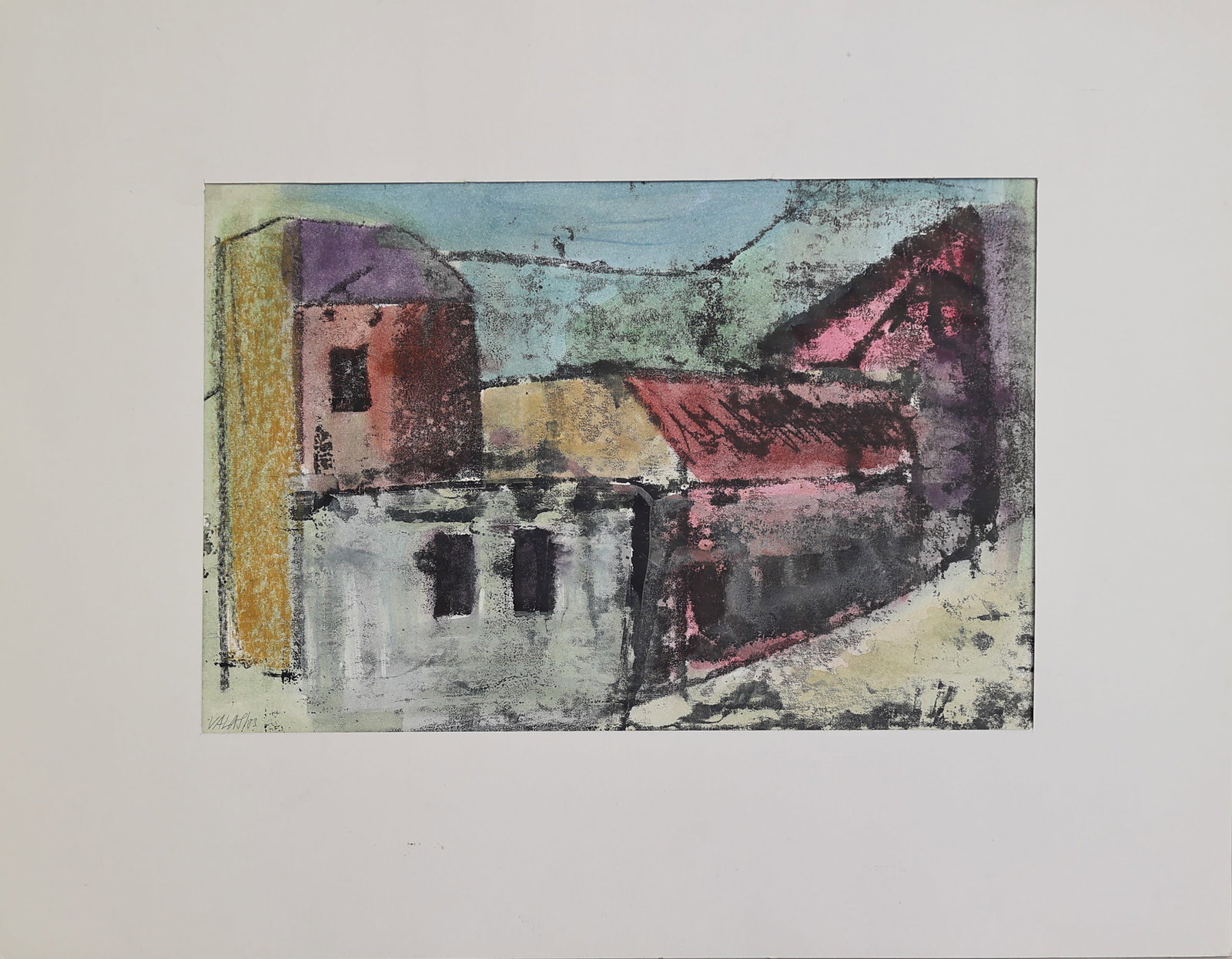Hans Valas* (Pressburg 1922-2014 Salzburg): Hans Valas* (Pressburg 1922-2014 Salzburg) Rows of houses in Lower Austria, 1983 mixed media/paper 35 x 45 cm signed Valas, dated 83 verso artist's stamp SCHÄTZPRE