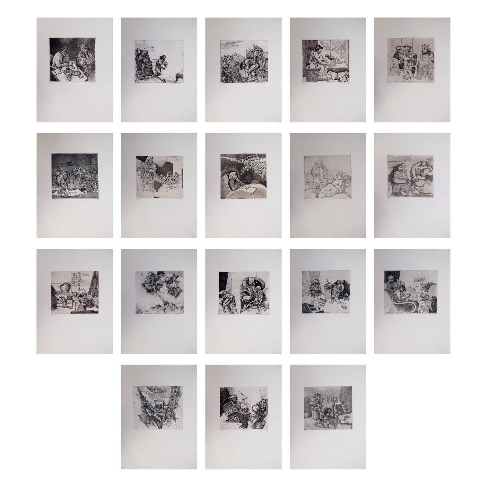 Markus Vallazza* (St. Ulrich 1936 - 2019 Bozen): Markus Vallazza* (St. Ulrich 1936 - 2019 Bozen) Oswald von Wolkenstein Portfolio of 18 etchings accompanied by poems by the poet and an introductory essay by Kristian Sotriffer etching/paper 53,8 x 39