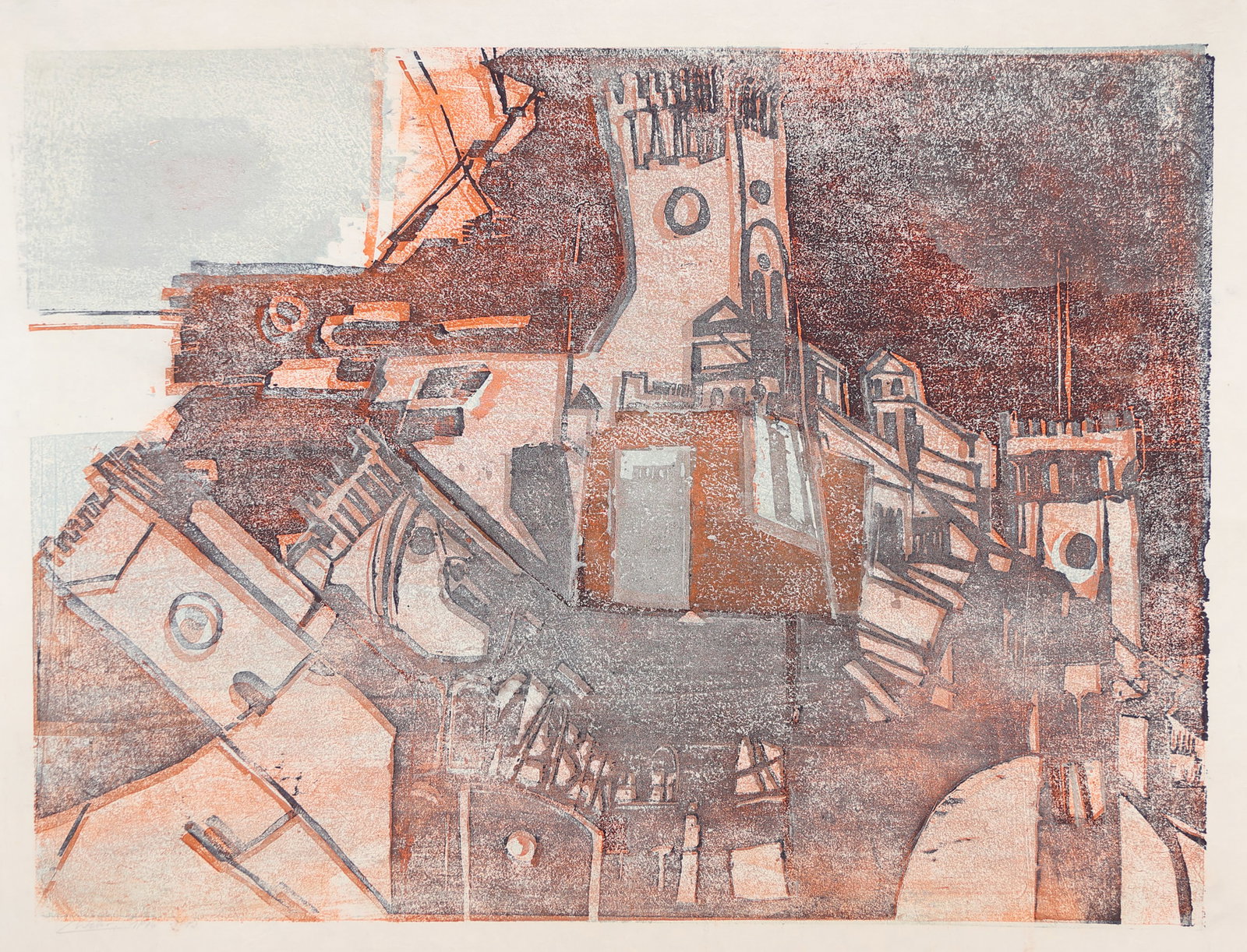 Linde Waber* (born 1940 in Zwettl): Linde Waber* (born 1940 in Zwettl) City view, 1976 color woodcut/paper 56,8 x 74,8 cm signed L Waber, dated 1976 SCHÄTZPREIS / ESTIMATE °€ 80 - 150 STAR