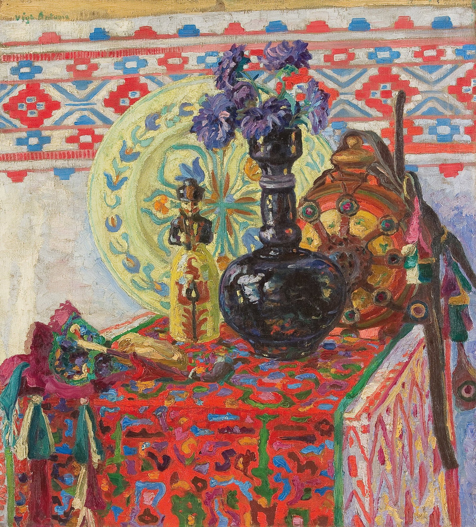 Antónia Chevalier (Paris 1886 - 1922 Lamalou): Antónia Chevalier (Paris 1886 - 1922 Lamalou) Table still life oil/canvas 72 x 65 cm signed Vigh Antónia SCHÄTZPREIS / ESTIMATE °€ 250 - 400 STARTPREIS / STARTING PRICE