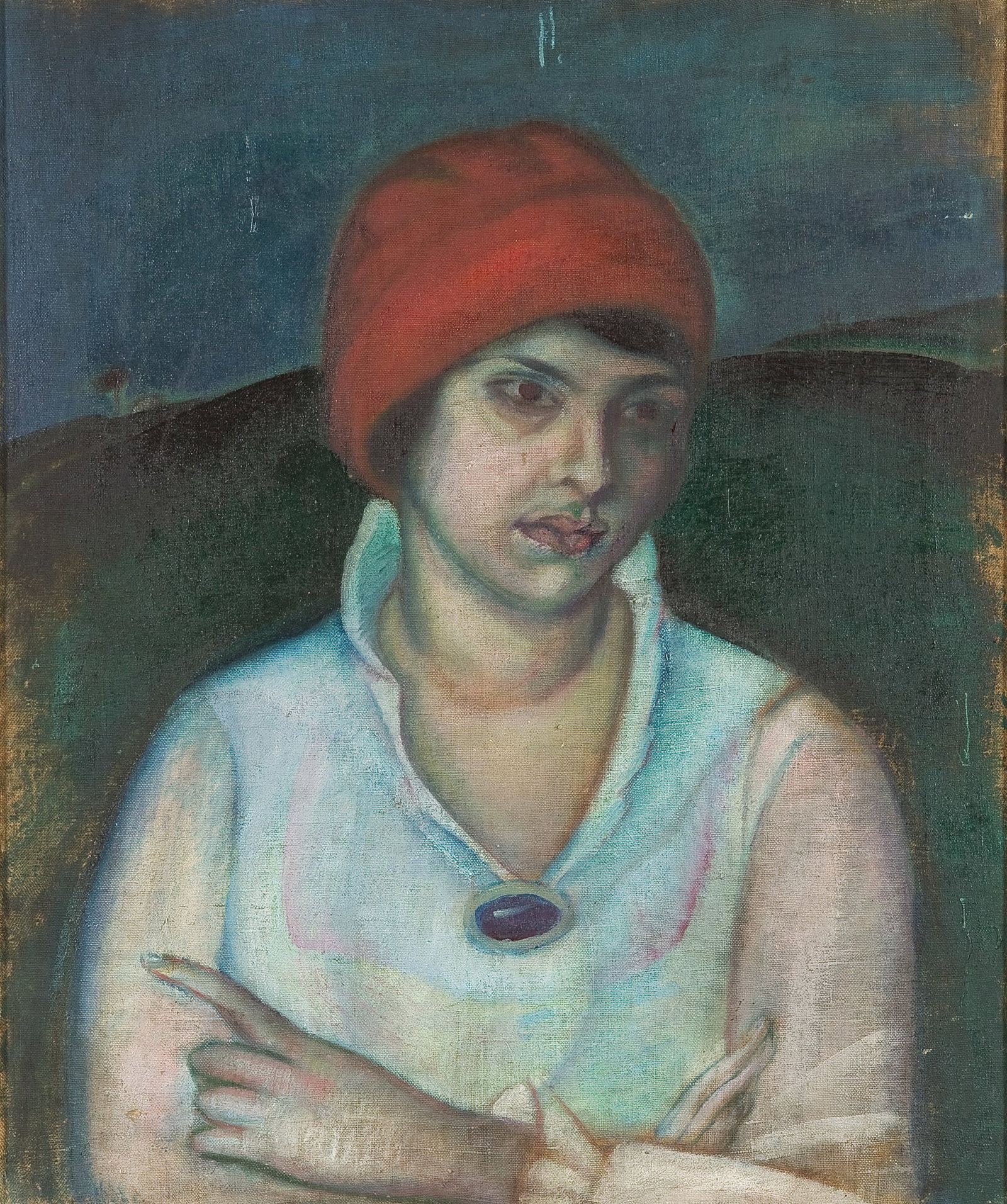 Milly Czukor (Biographical data unknown): Milly Czukor (Biographical data unknown) Girl with a red hat oil/canvas 60,5 x 50,5 cm SCHÄTZPREIS / ESTIMATE °€ 600 - 1000 STARTPREIS / STARTING PRICE 
