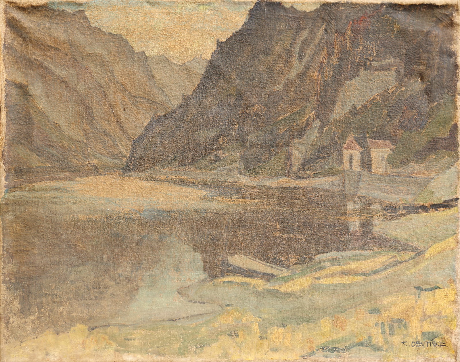 Christa Deuticke-Szabó* (Vienna 1894 - 1958 Vienna): Christa Deuticke-Szabó* (Vienna 1894 - 1958 Vienna) Lake landscape oil/canvas 55 x 67 cm signed C. Deuticke SCHÄTZPREIS / ESTIMATE °€ 20 - 40 START