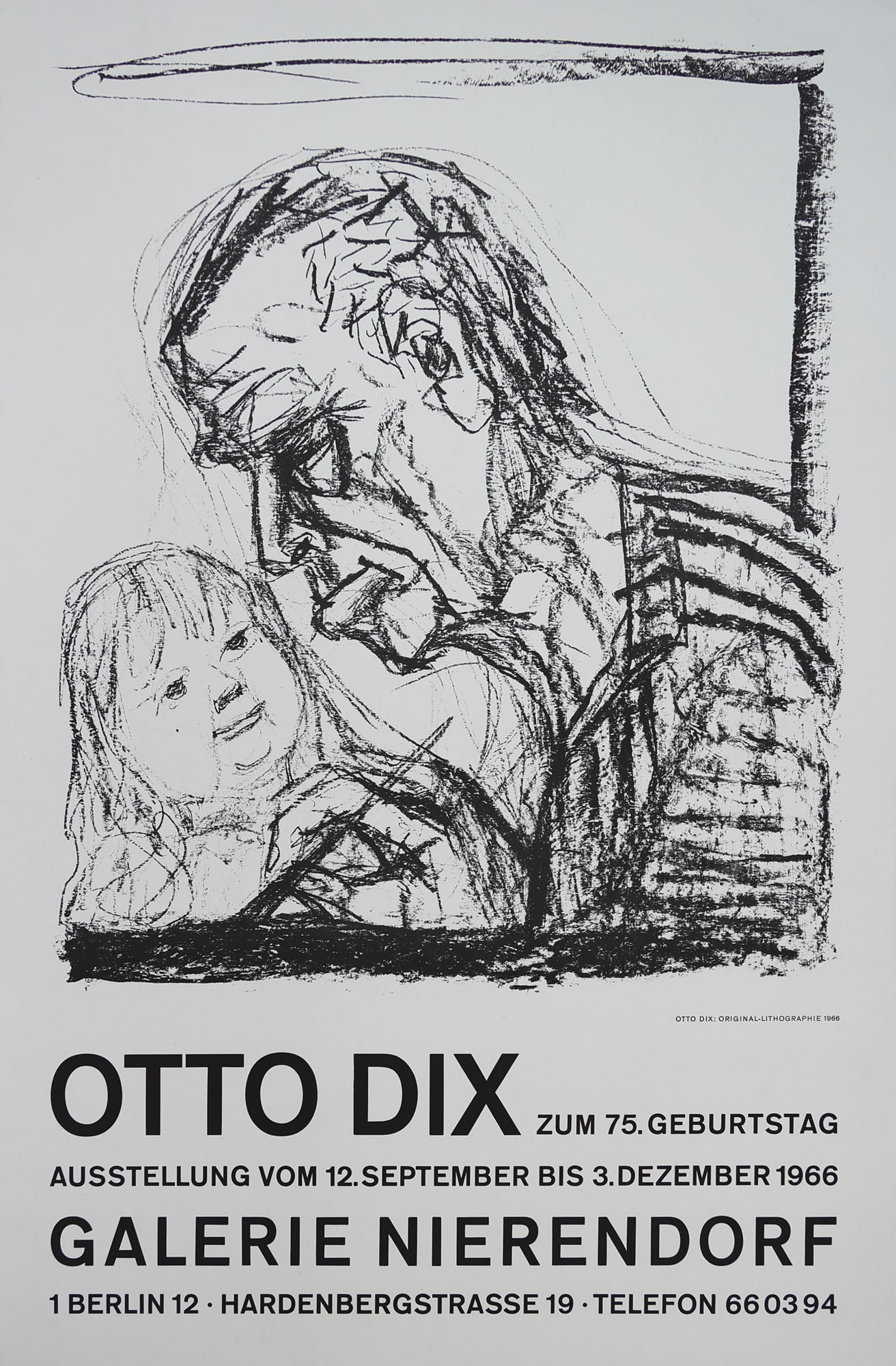 Otto Dix* (Gera 1891 - 1969 Singen): Otto Dix* (Gera 1891 - 1969 Singen) Selfportrait with child, 1966 lithograph/paper 48 x 41 cm SCHÄTZPREIS / ESTIMATE °€ 150 - 250 STARTPREIS / STARTING PRICE °€ 1
