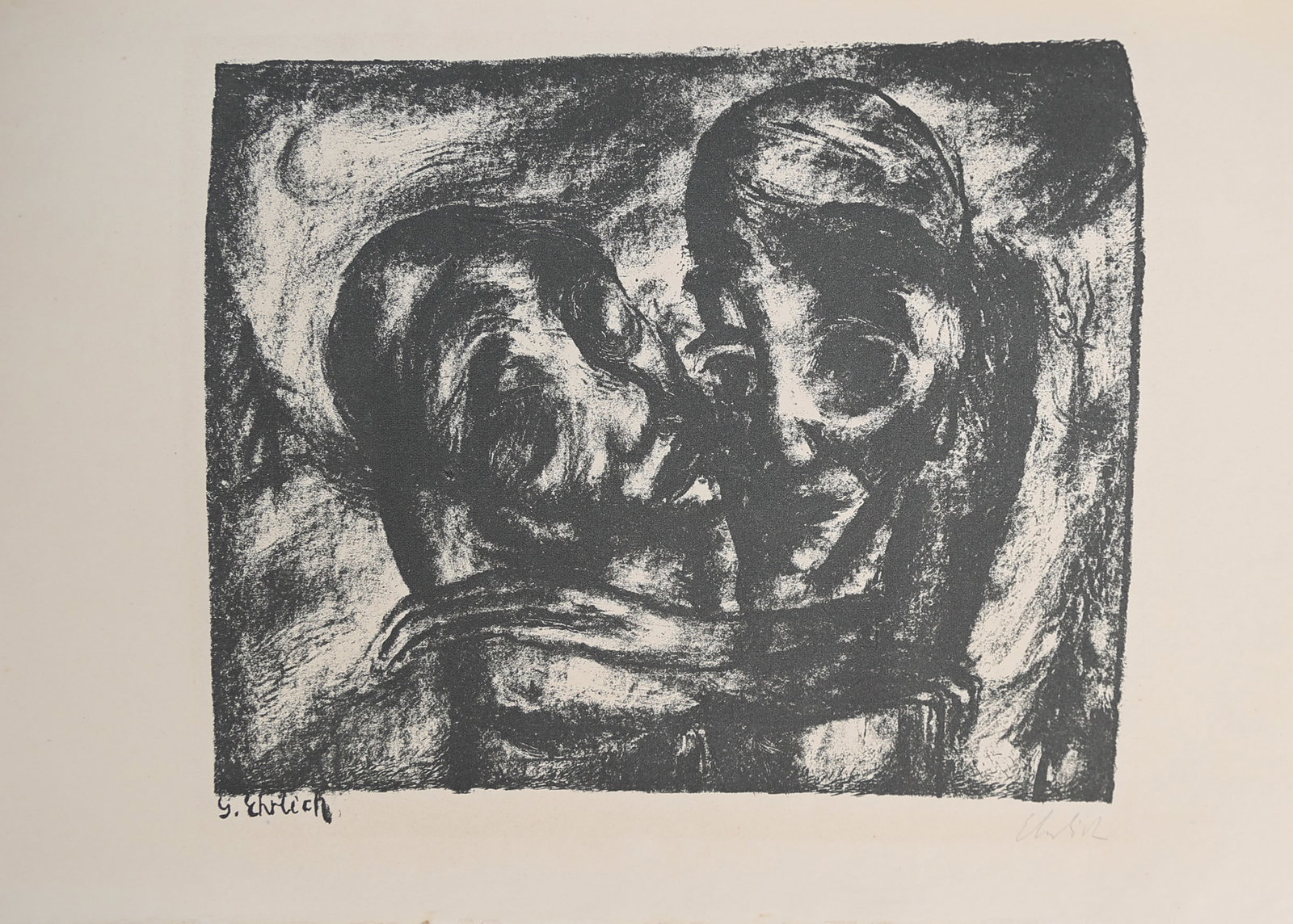 Georg Ehrlich* (Vienna 1897 - 1966 Lucerne): Georg Ehrlich* (Vienna 1897 - 1966 Lucerne) Consolation lithograph/paper 19,5 x 23,5 cm signed Ehrlich signed in the plate G. Ehrlich SCHÄTZPREIS / ESTIMATE °