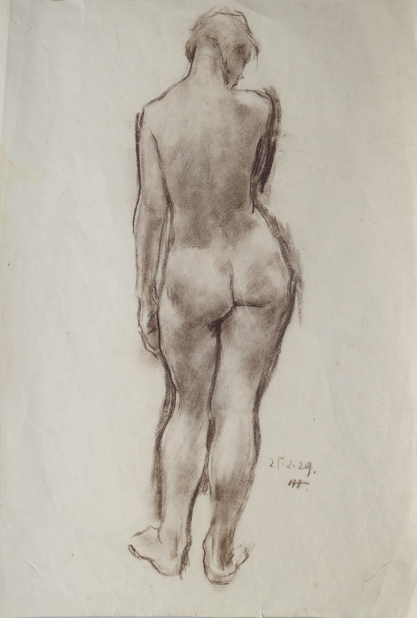 Felix Albrecht Harta* (Budapest 1884 - 1967 Salzburg): Felix Albrecht Harta* (Budapest 1884 - 1967 Salzburg) Standing nude, 1929 charcoal/ paper 48,8 x 32,8 cm monogrammed H., dated 25.2.29 SCHÄTZPREIS / ESTIMATE € 1