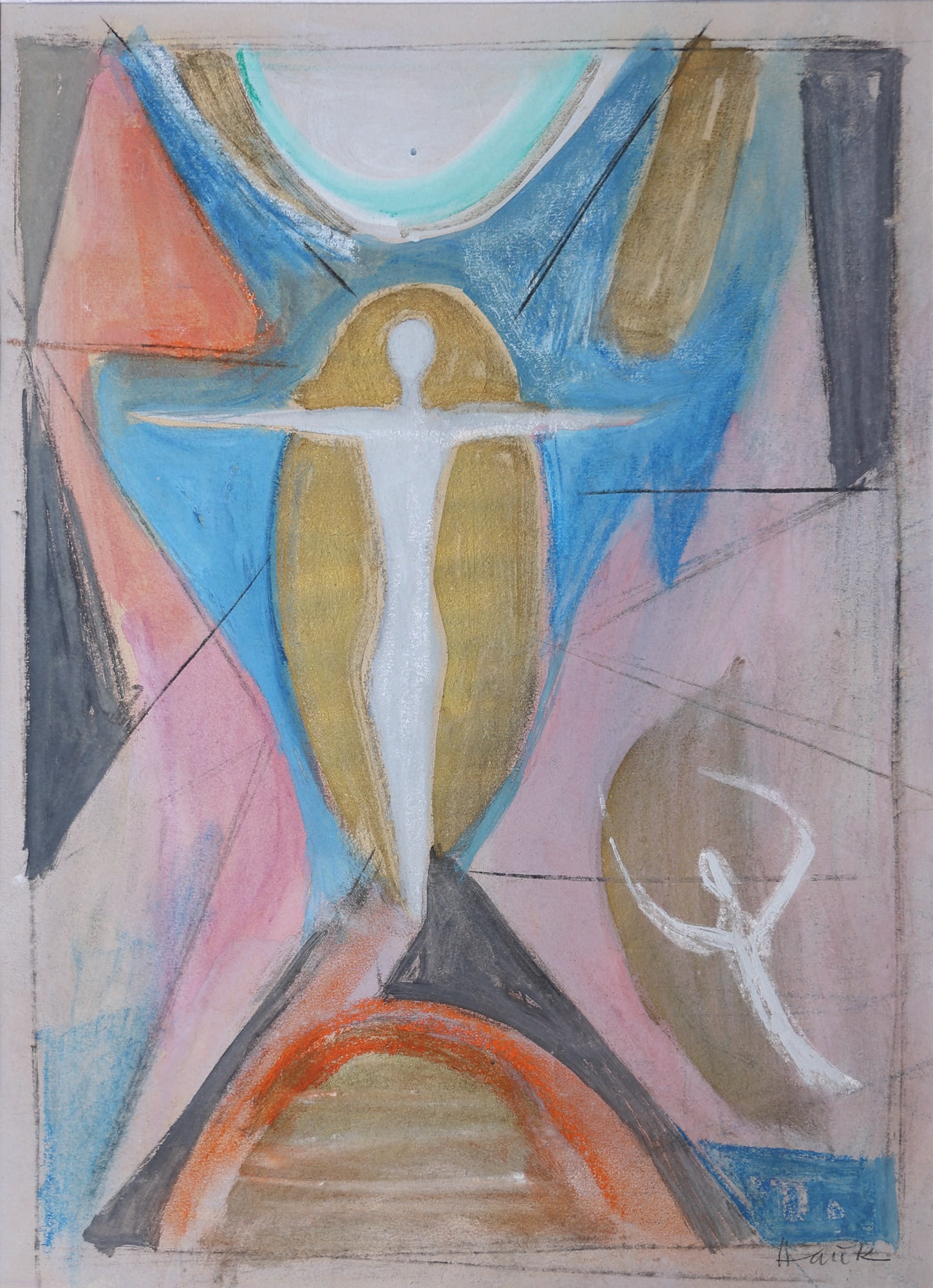 Karl Hauk* (Klosterneuburg 1898 - 1974 Vienna): Karl Hauk* (Klosterneuburg 1898 - 1974 Vienna) In the mandorla mixed media/paper 48 x 35,5 cm signed Hauk depicted in Karl Hauk 2016, p. 7 SCHÄTZPREIS / ESTIMATE &