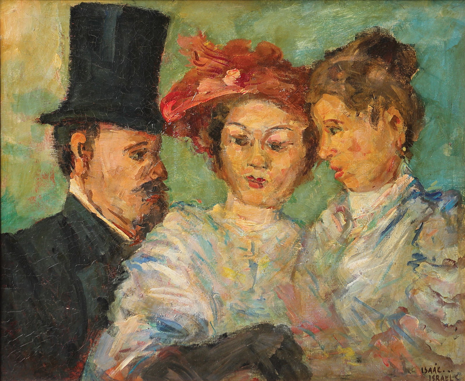 Umkreis von Isaac Lazarus Israels (Amsterdam 1865 - 1934 Den Haag): Umkreis von Isaac Lazarus Israels (Amsterdam 1865 - 1934 Den Haag) Gossip oil/canvas 50 x 60 cm signed Isaac Israels SCHÄTZPREIS / ESTIMATE € 100 - 200 START