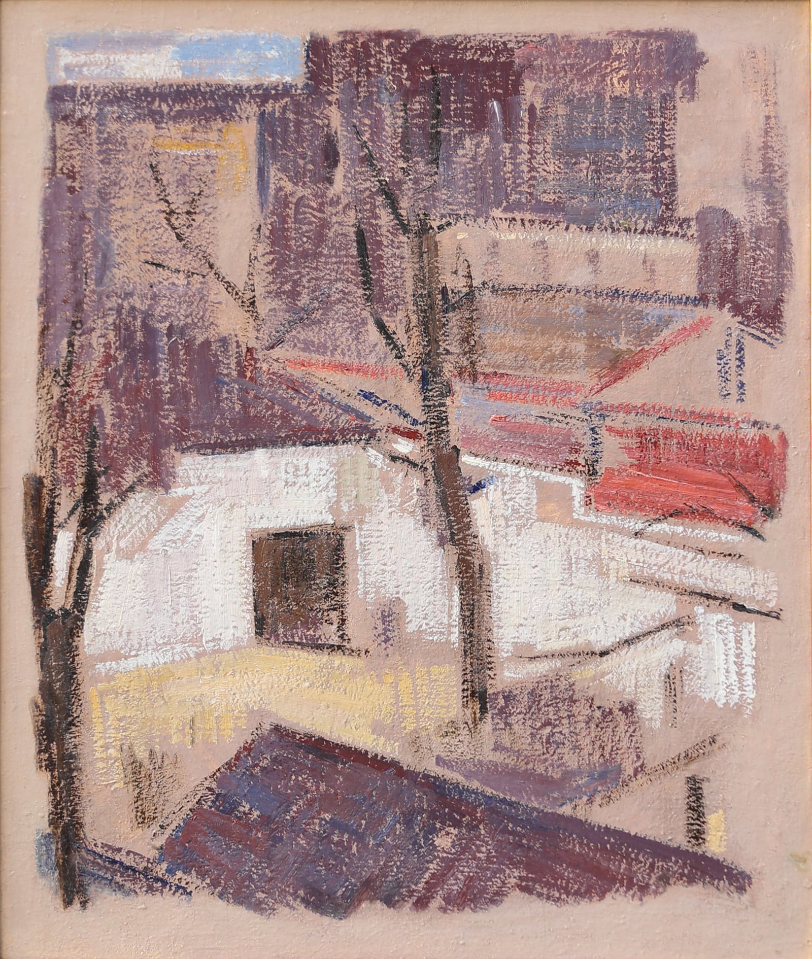 Heinrich Krause* (Rodaun 1885 - 1983 Vienna): Heinrich Krause* (Rodaun 1885 - 1983 Vienna) Suburb oil/canvas 68 x 57 cm verso lable Künstlerhaus from 1954 SCHÄTZPREIS / ESTIMATE € 400 - 800 STARTPRE