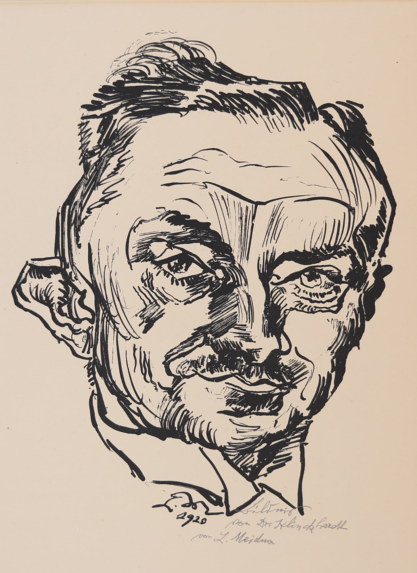 Ludwig Meidner* (Bernstadt an der Weide 1884 - 1966 Darmstadt): Ludwig Meidner* (Bernstadt an der Weide 1884 - 1966 Darmstadt) Portrait from Dr. Victor Heinrich Klinkhardt, 1920 lithograph/paper 28,8 21,5 cm monogrammed and dated in the plate LM 1920 inscribed