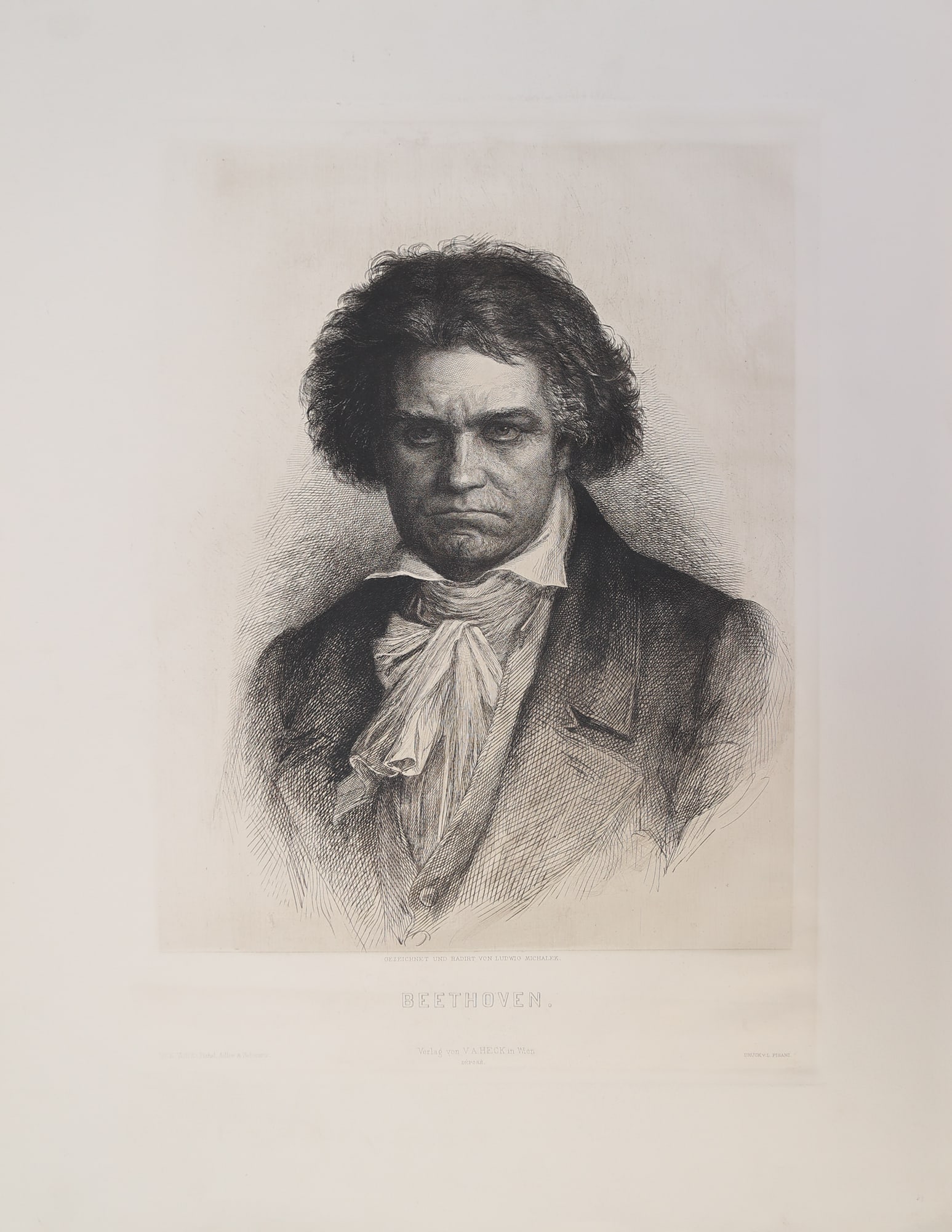 Ludwig Michalek (Temeswar 1859 - 1942 Vienna): Ludwig Michalek (Temeswar 1859 - 1942 Vienna) Ludwig van Beethoven etching/paper 46 x 33 cm inscribed in the plate Gezeichnet und radiert von Ludwig Michalek SCHÄTZPREIS / ESTIMATE °€