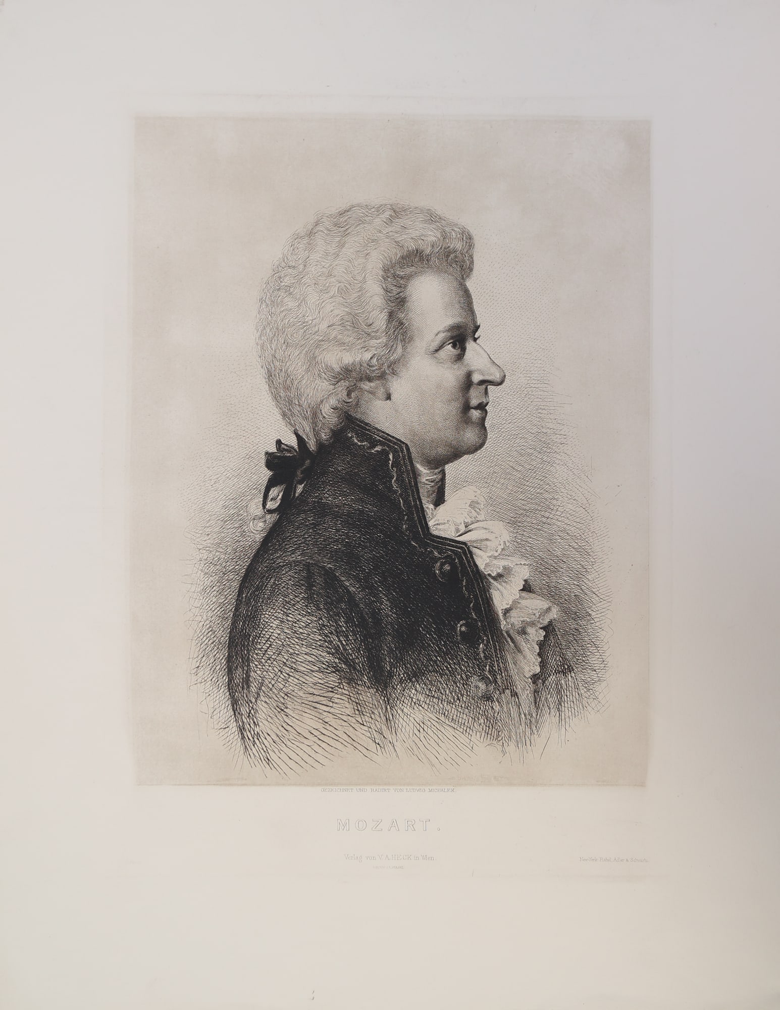 Ludwig Michalek (Temeswar 1859 - 1942 Vienna): Ludwig Michalek (Temeswar 1859 - 1942 Vienna) Wolfgang Amadeus Mozart etching/paper 46 x 33 cm inscribed in the plate gezeichnet und radiert von Ludwig Michalek SCHÄTZPREIS / ESTIMATE