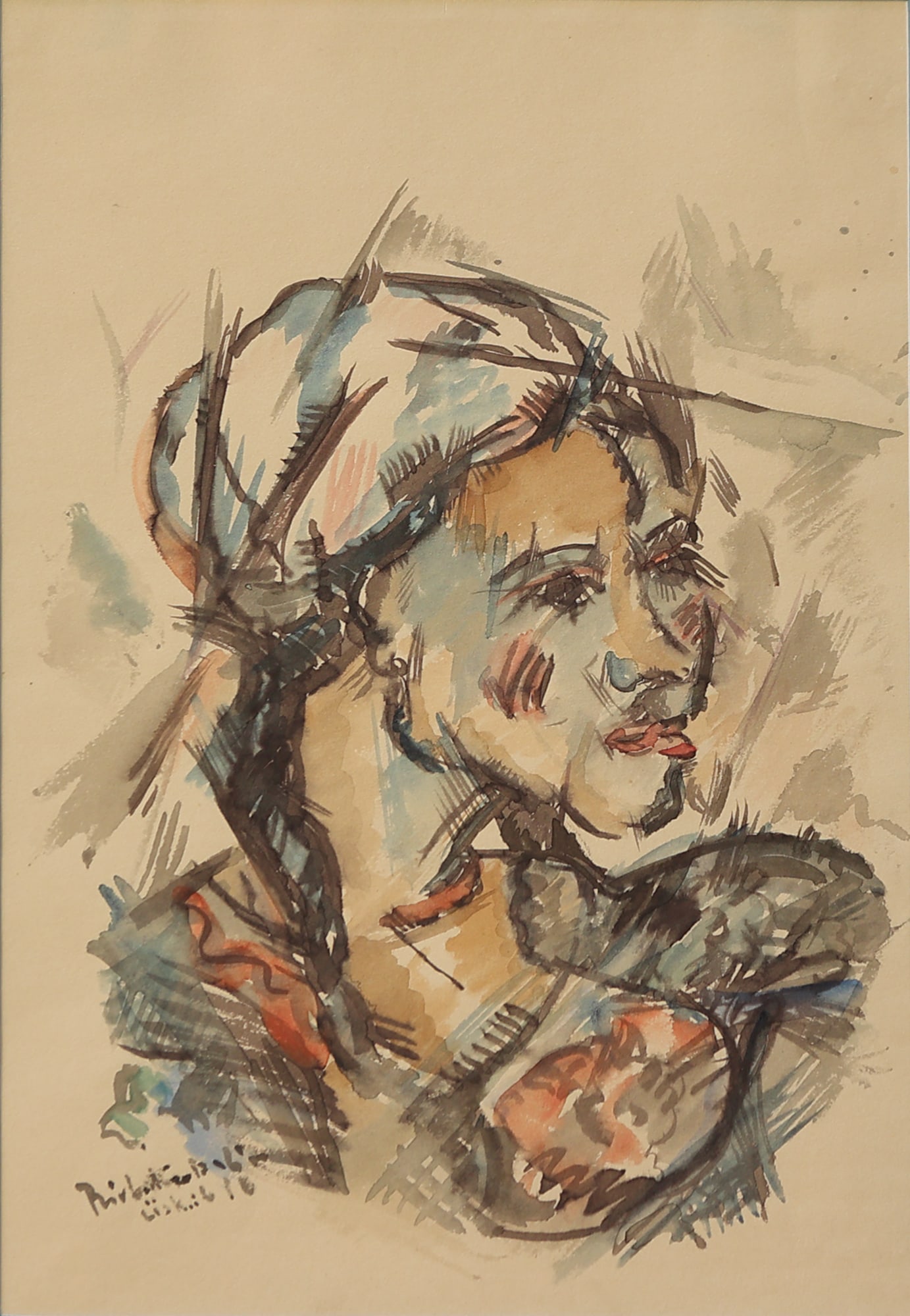 Heinrich Richter* (Berlin 1884 - 1981 Berlin): Heinrich Richter* (Berlin 1884 - 1981 Berlin) Picture of a woman, 1916 watercolor/paper 31,8 x 22,3 cm signed Richter Berlin, dated 16 SCHÄTZPREIS / ESTIMATE € 2