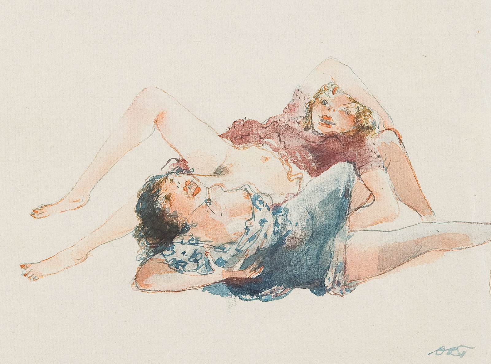 Otto Rudolf Schatz* (Vienna 1900 - 1961 Vienna): Otto Rudolf Schatz* (Vienna 1900 - 1961 Vienna) Two women watercolor and pencil/paper 19,6 x 22,5 cm monogrammed ORS SCHÄTZPREIS / ESTIMATE € 400 - 800 START