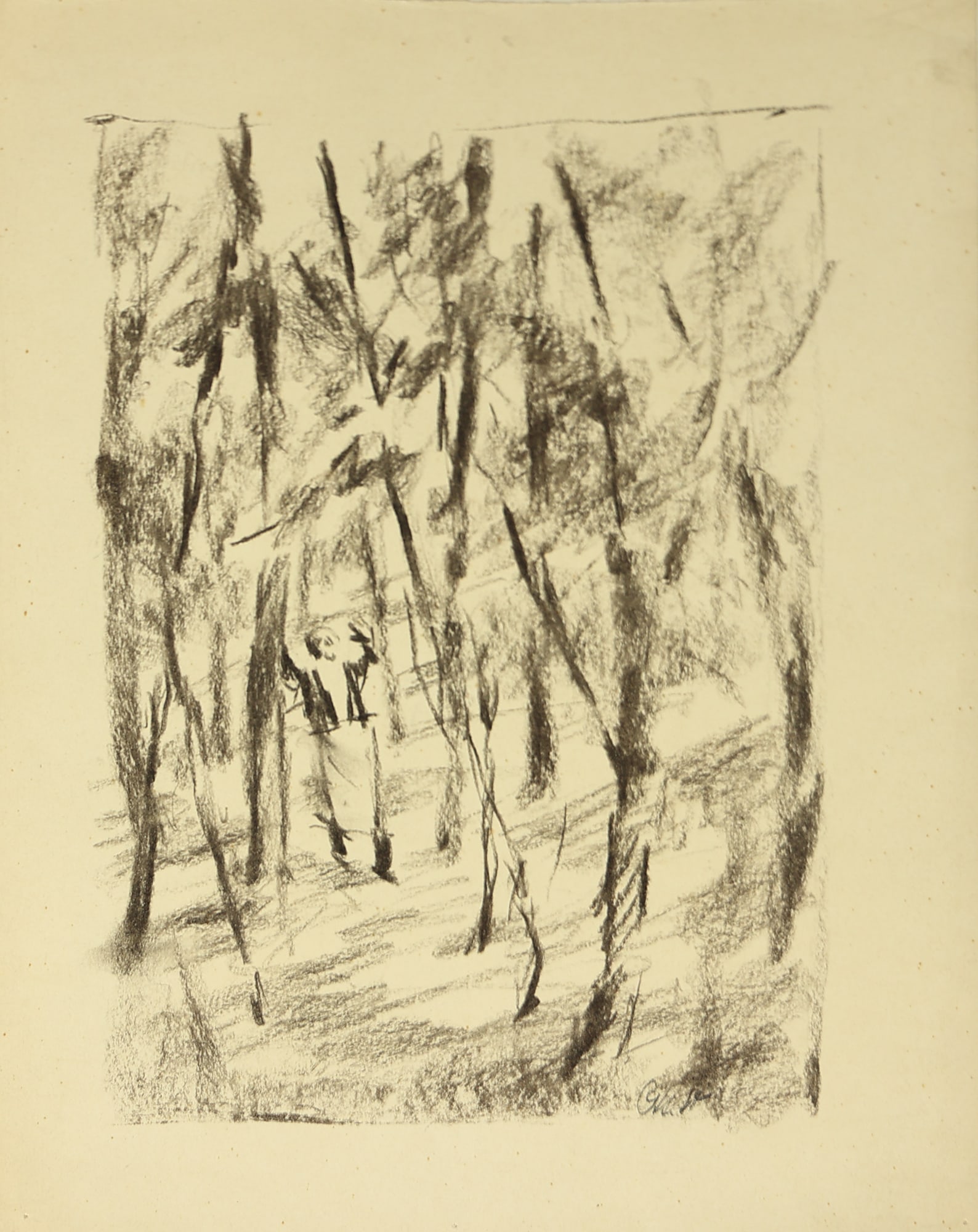 Ottomar Starke* (Darmstadt 1886 - 1962 Baden-Baden): Ottomar Starke* (Darmstadt 1886 - 1962 Baden-Baden) In the forest lithograph/paper 32,4 x 25 cm signed O Starke SCHÄTZPREIS / ESTIMATE °€ 40 - 100 STARTPREIS / STARTING PRICE