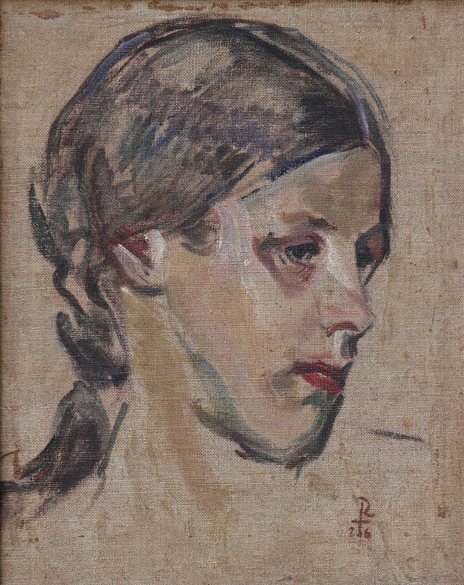 Richard Teschner (Karlsbad 1879 - 1948 Vienna): Richard Teschner (Karlsbad 1879 - 1948 Vienna) Portrait of a girl, 1926 oil/plate 34 x 28 cm monogrammed RT, dated 26 SCHÄTZPREIS / ESTIMATE € 600 - 800 STAR