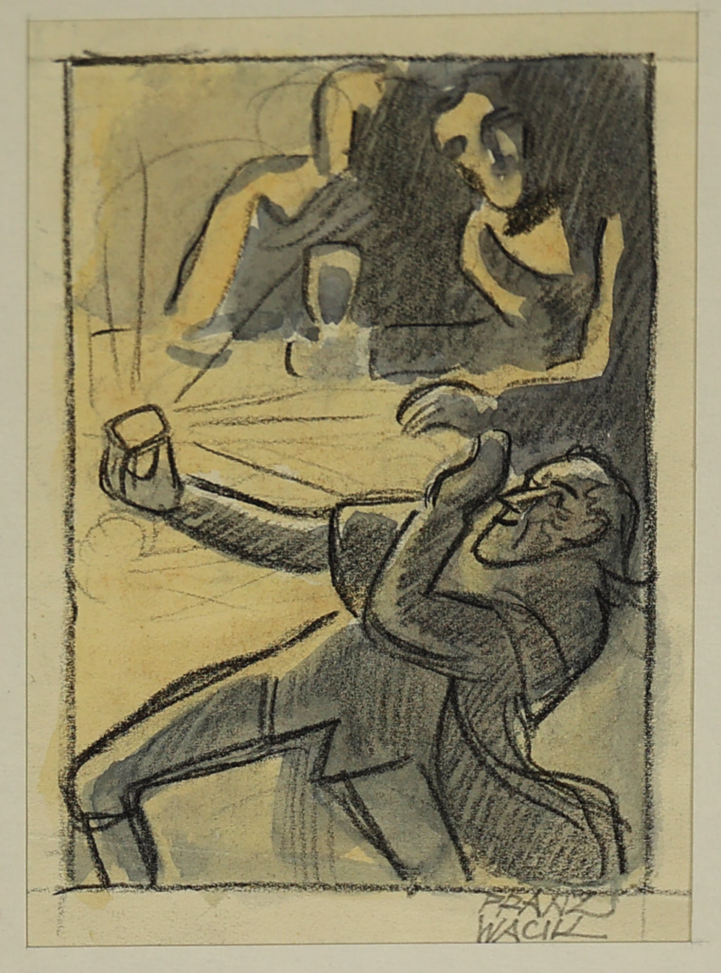 Franz Wacik (Vienna 1883 - 1938 Vienna): Franz Wacik (Vienna 1883 - 1938 Vienna) Proposal watercolor and pencil/paper 14 x 10,6 cm signed Franz Wacik Draft sketch for a Hoffmann illustration SCHÄTZPREIS /