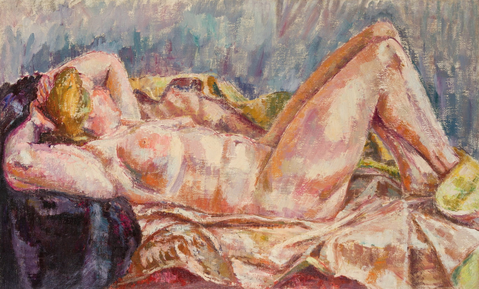 Trude Waehner* (Vienna 1900 - 1979 Vienna): Trude Waehner* (Vienna 1900 - 1979 Vienna) Nude on a Divan oil/canvas 77,5 x 127 cm SCHÄTZPREIS / ESTIMATE °€ 2600 - 5000 STARTPREIS / STARTING PRICE °
