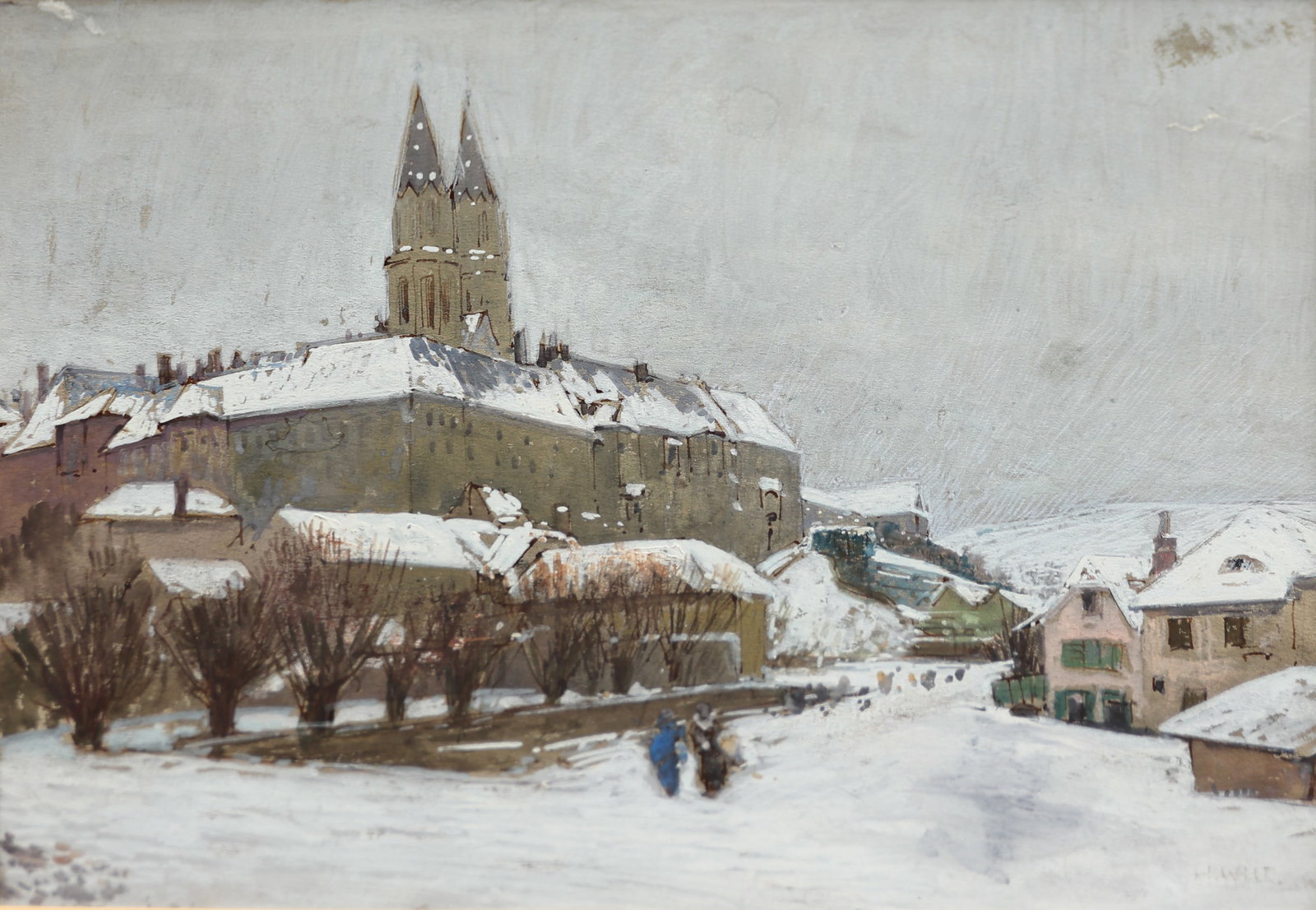 Hans Wilt (Vienna 1867 - 1917 Vienna): Hans Wilt (Vienna 1867 - 1917 Vienna) Village view mixed media/cardboard 21,5 x 27,5 cm signed H. Wilt SCHÄTZPREIS / ESTIMATE € 300 - 600 STARTPREIS / STARTI