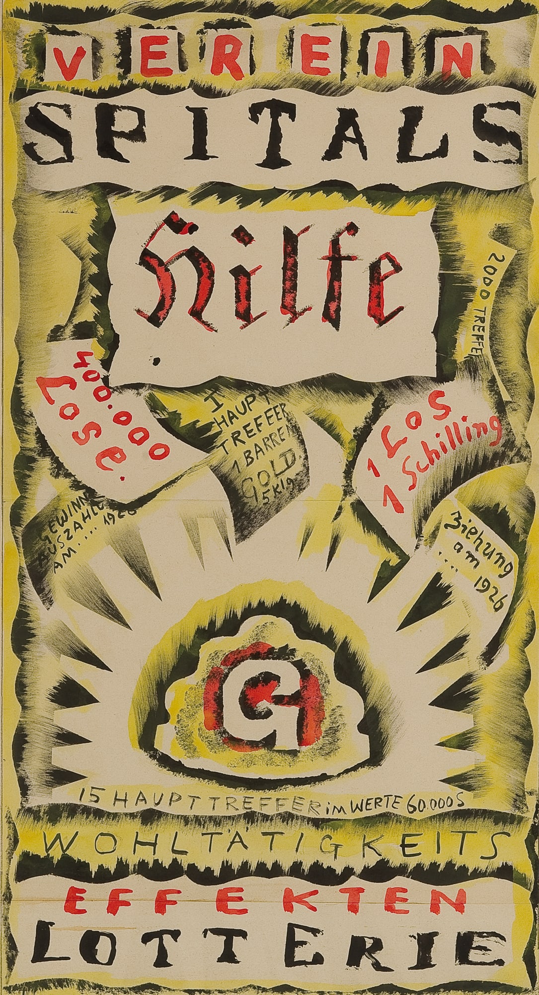 Franz von Zülow* (Vienna 1883 - 1963 Vienna): Franz von Zülow* (Vienna 1883 - 1963 Vienna) Design lottery poster, 1926 watercolor and indian ink/paper 58 x 33 cm SCHÄTZPREIS / ESTIMATE °€ 400 - 600 STARTPREIS / STARTING