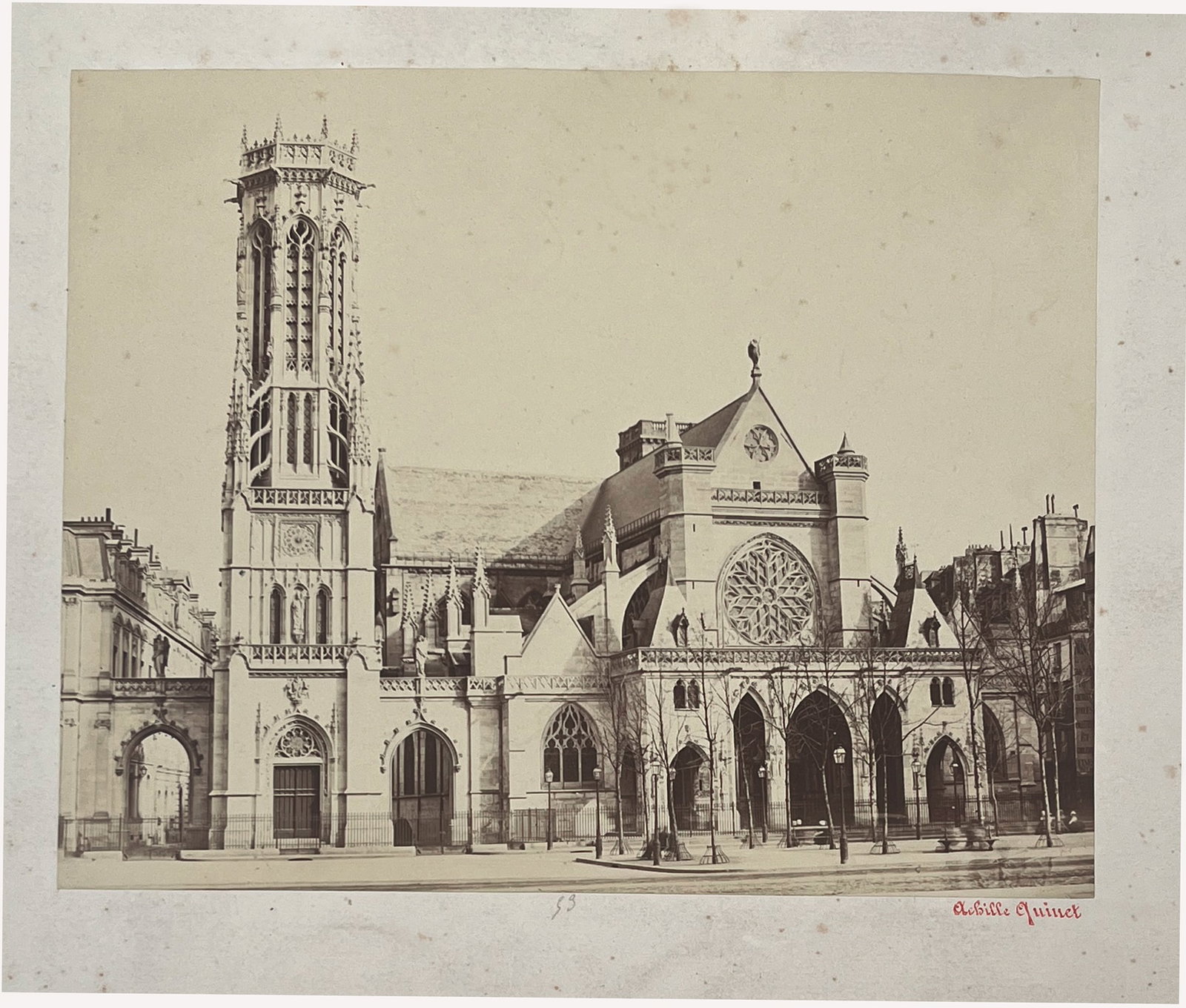 Achille Quinet (Paris1831 - 1900 Cély): Achille Quinet (Paris1831 - 1900 Cély) Paris, Western facade of the Church of Saint-Germain-l’Auxerrois, around 1865 albumen print 23,8x 29,3 cm collection stamp of Yvan Christ on the reverse of