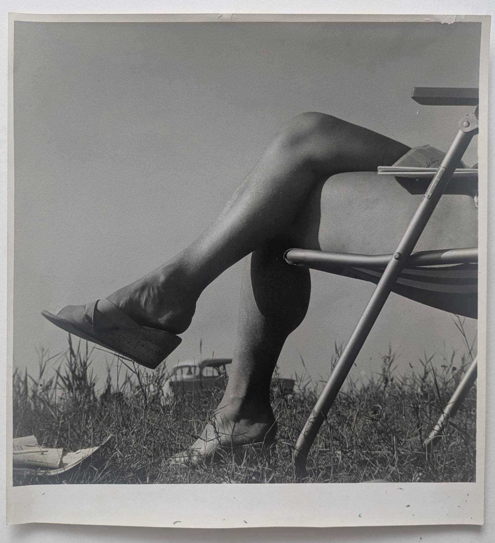 Siegfried Schmidt (Biographical data unknown): Siegfried Schmidt (Biographical data unknown) Take a Vacation from Your Car, ca 1950 gelatin silver print, 32 × 29.5 cm verso with the stamp "Photogruppe Alpenverein, Sektion Edelweiß", pencil