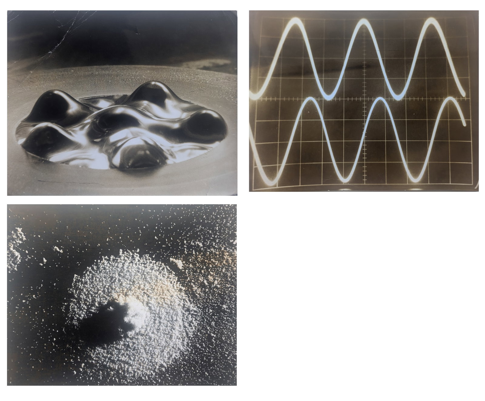 Christian Stuten (Biographical data unknown): Christian Stuten (Biographical data unknown) Bundle of 3 scientific images, ca 1960s pulsating liquid, oscillation, powder gelatin silver print each ca 24 x 29,5 cm one with copyrigh stamp (J.C.
