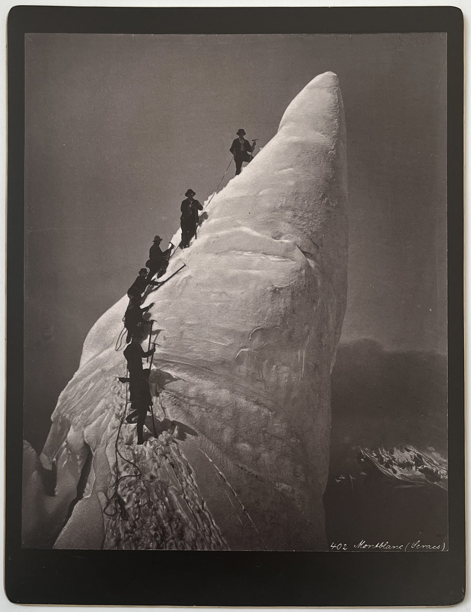 Joseph Tairraz (Chamonix 1829 - 1902 Chamonix): Joseph Tairraz (Chamonix 1829 - 1902 Chamonix) Montblanc Seracs , around 1895 collotype 29,8 x 22,8 cm mounted to card in the rare Imperial format SCHÄTZPREIS / ESTIMA