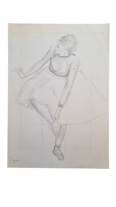 Drawing on old paper Edgar Degas in style of: DescriptionDrawing on old paper Edgar Dega (1925-2017) . Signed in the lower right. An impressive work of the late great artist.Private collection of Spain, it is not a reproduction or a copy.We combi