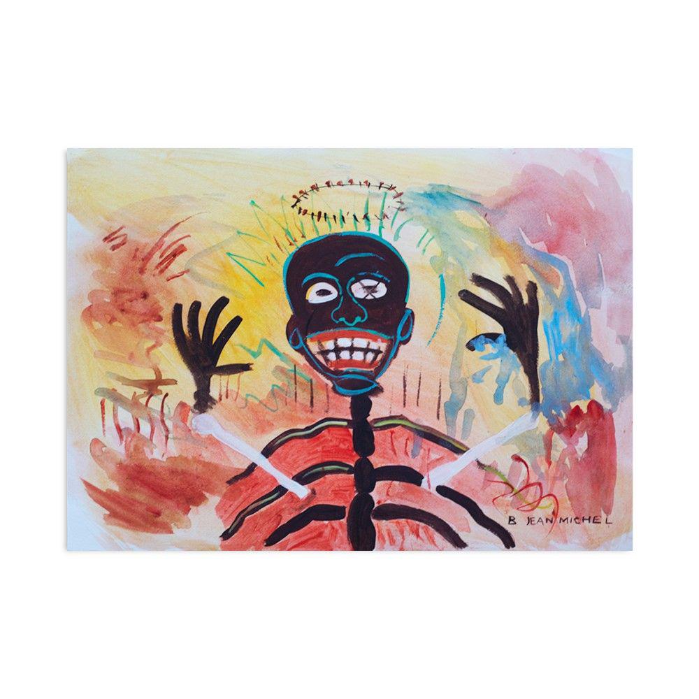 New york collection of the artist jean michel basquiat: Description A watercolor on cardboard by Jean Michel Basquiat (1960-1988). Signed and dated lower left, New York gallery stamp. A stunning example of the great late artist's work. Private collection o