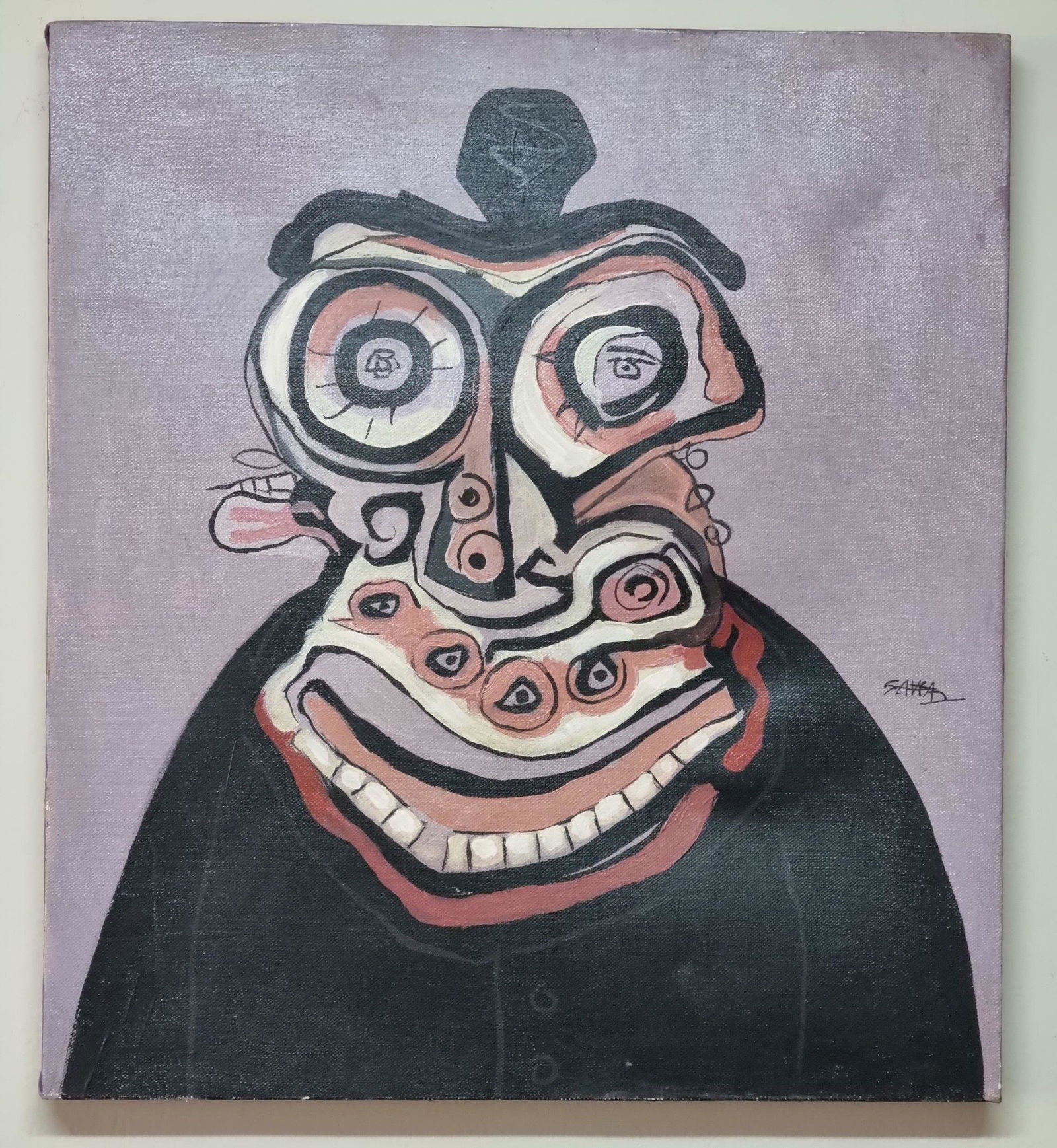 ANTONIO SAURA: DescriptionOil on canvas by artists with references Antonio Saura Spanish Abstract Oil on canvas. With a scene of surreal composition. Signed SAURA in the lower right corner. Attributed to Antonio Sau