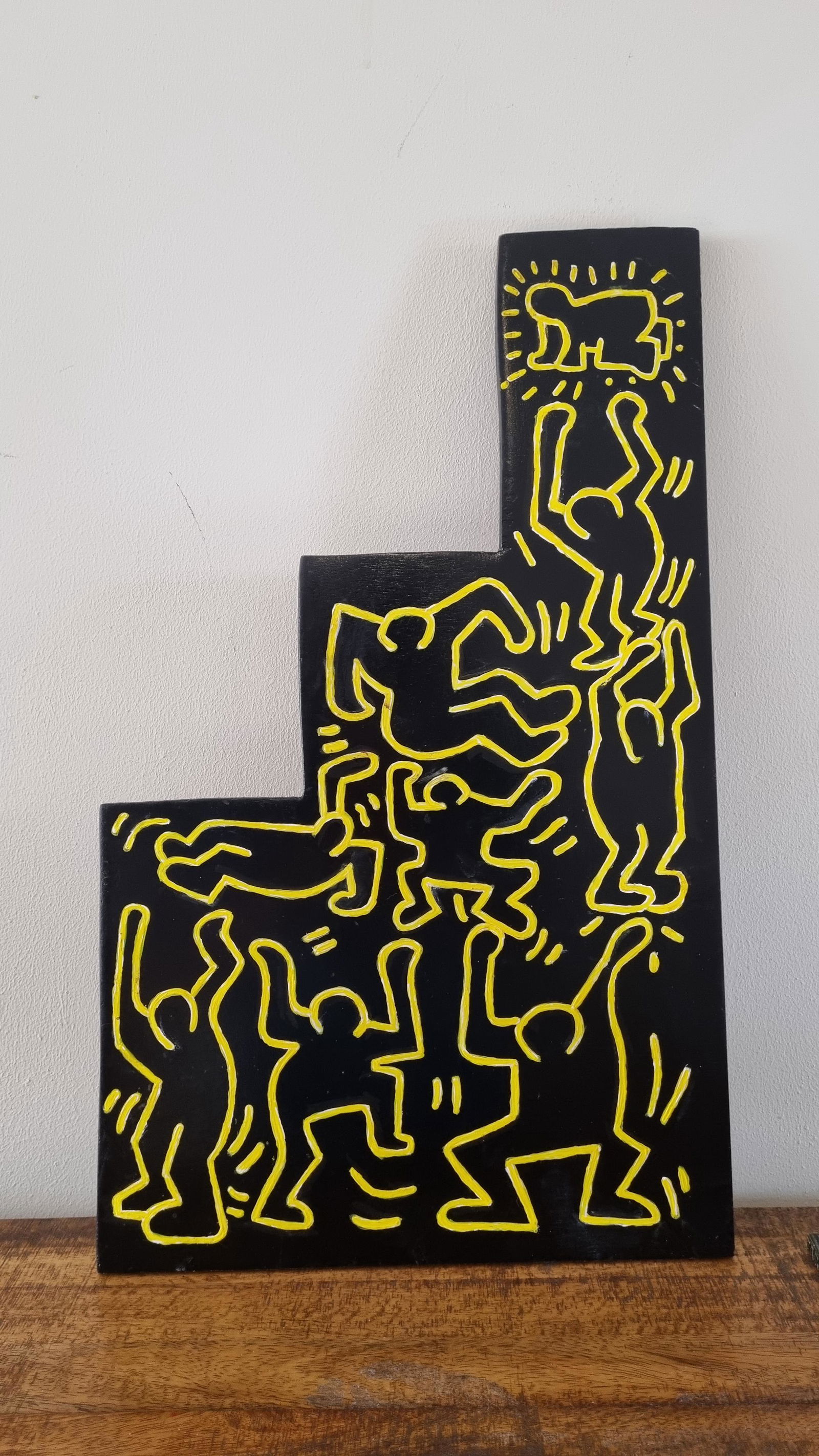 KEITH HARING - ACRYLIC ON WOOD IN THE FORM OF A LADDER - (1958 - 1990) (1 of 5)