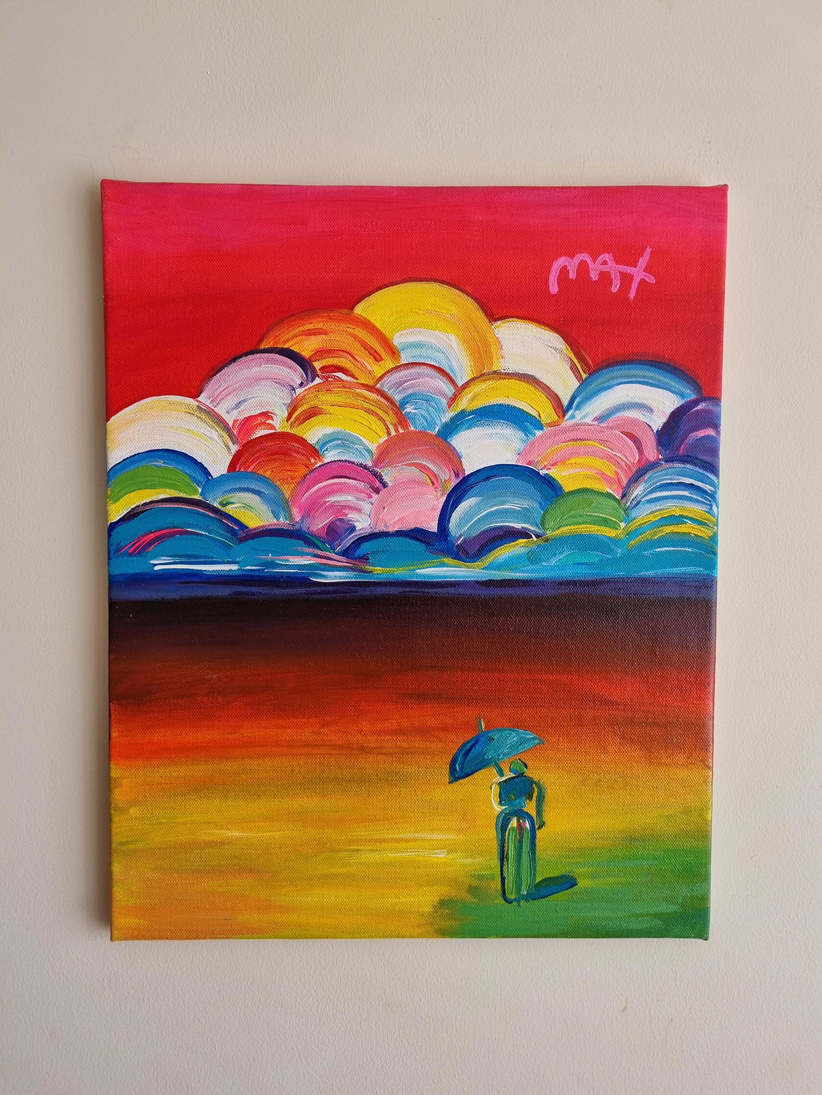 PETER MAX - ACRYLIC PAINTING ON CANVAS - UMBRELLA MAN (1 of 5)