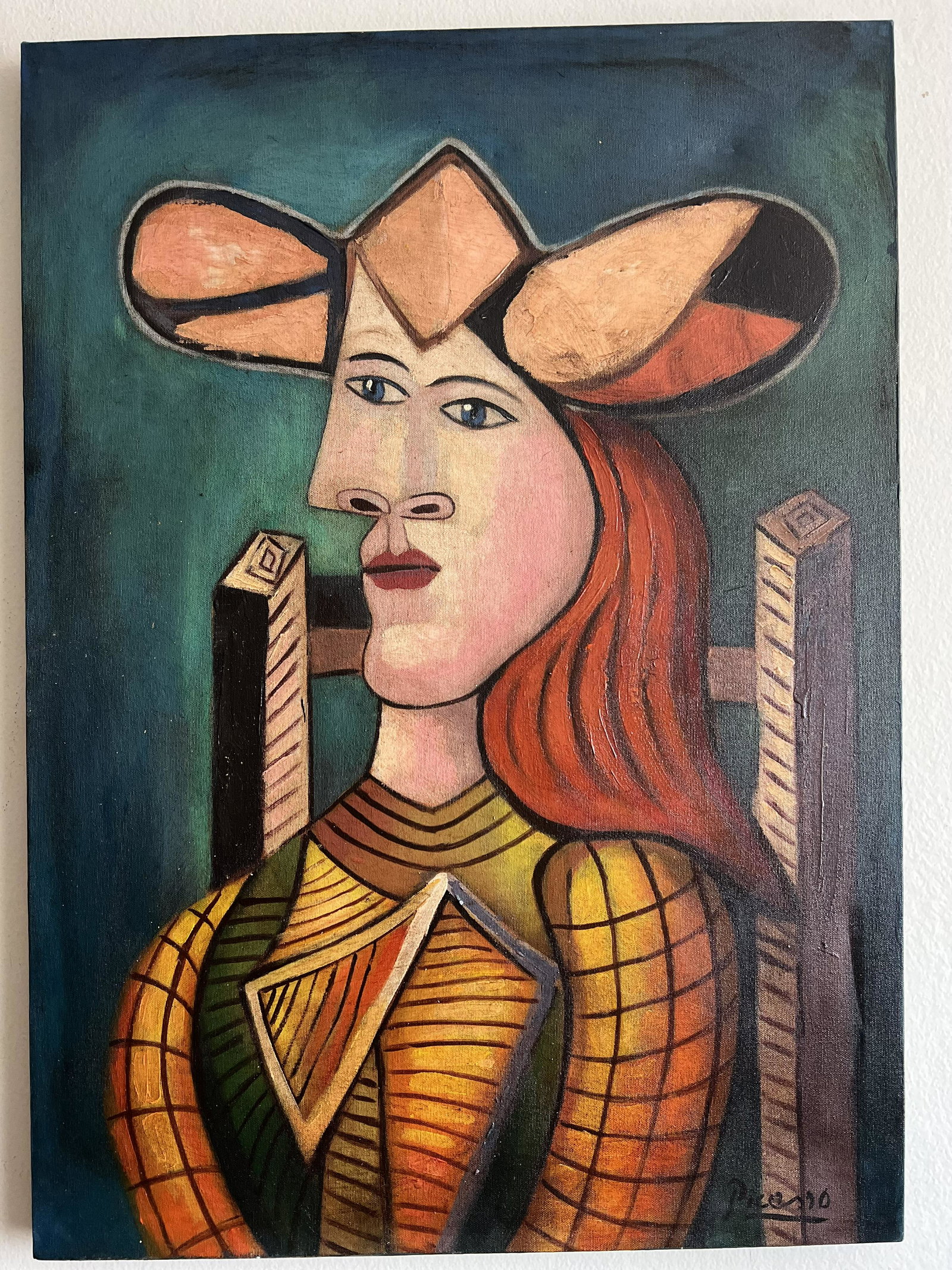 PABLO PICASSO - OIL IN CANVAS - (1881-1973): Description: Pablo Ruiz Picasso (Malaga, October 25, 1881-Mougins, April 8, 1973) was a Spanish painter and sculptor, creator, along with Georges Braque, of Cubism. This painting have in a frame of ce