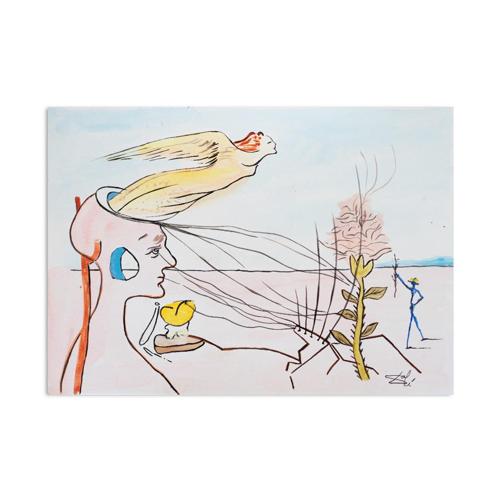 SALVADOR DALI - FINE WATERCOLOR WITH SEALS AND SIGN - "IN THE STYLE OF THE ARTIST" (1 of 2)