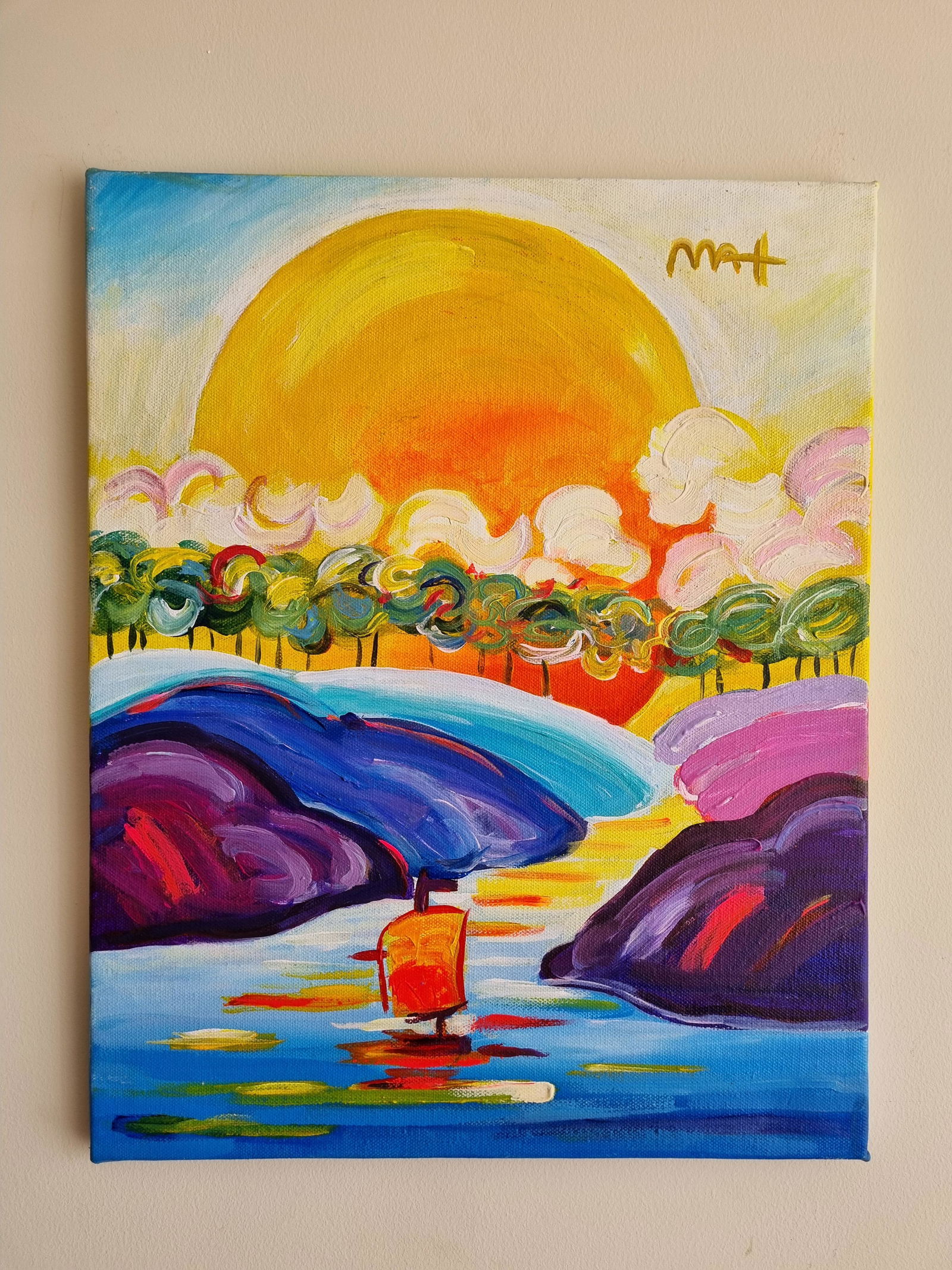 PETER MAX -  ACRYLIC PAINTING ON CANVAS - SUNSET (1 of 4)