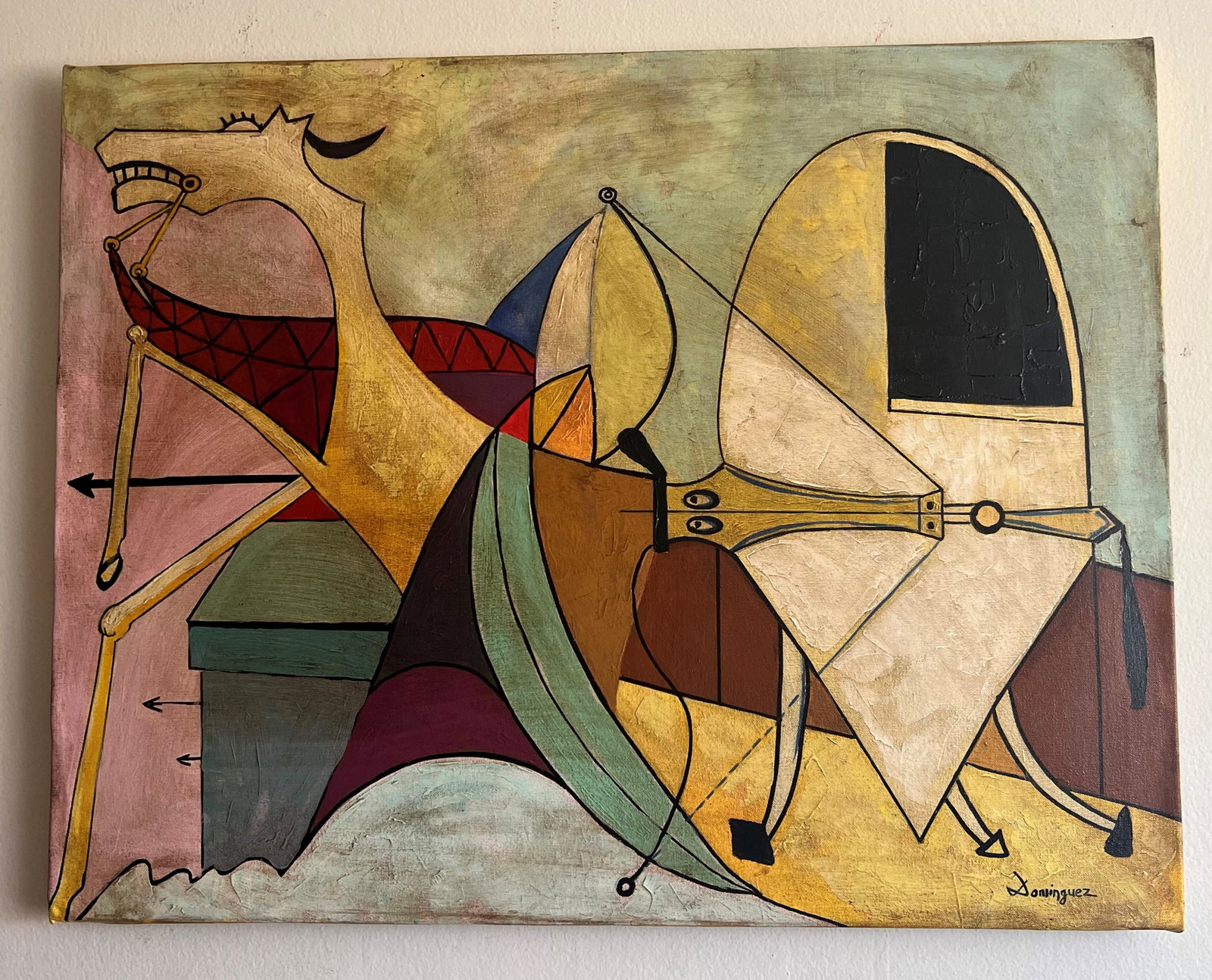 OSCAR DOMINGUEZ - OIL PAINTING ON CANVAS - (1906 - 1957): Description: Oscar Dominguez (San CristÃ³bal de La Laguna, January 3, 1906 â€“ Paris, December 31, 1957) was a surrealist painter from the Canary Islands belonging to the generation of '27.Meas