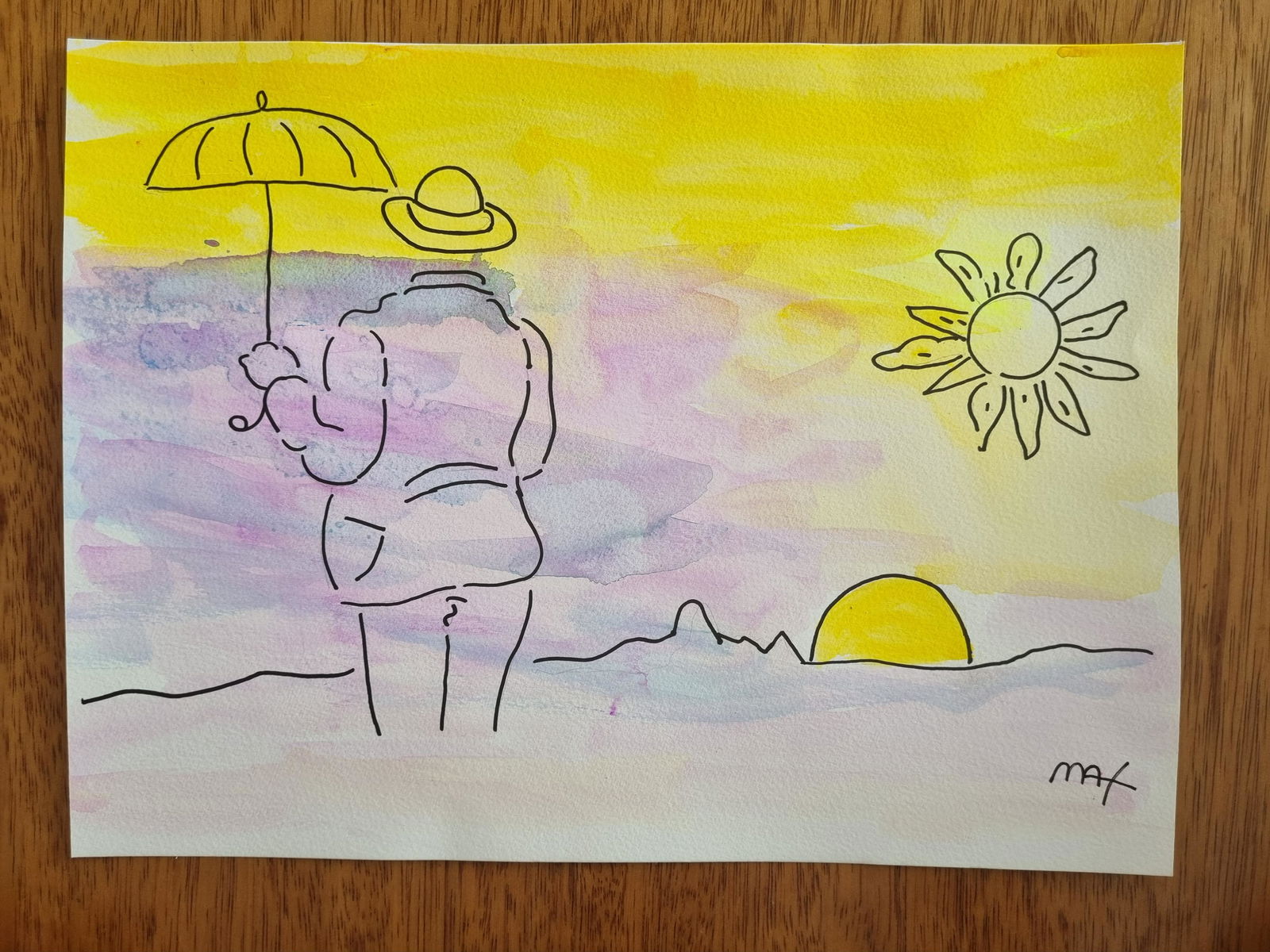 PETER MAX- FINE WATERCOLOR - "IN THE STYLE OF THE ARTIST": Description: Peter Max Watercolor on paperPeter Max (born Peter Max Finkelstein, October 19, 1937) is a German-American artist known for using bright colors in his work. Works by Max are associated wi