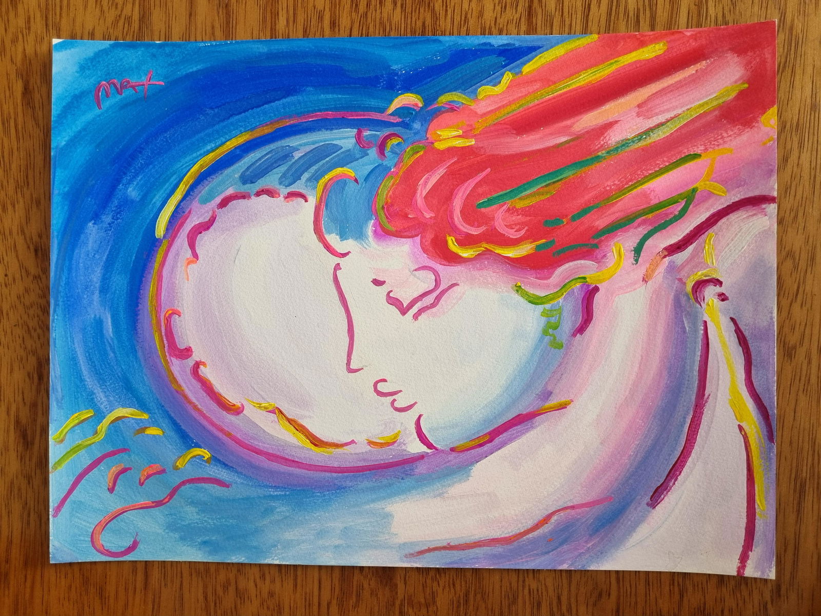 PETER MAX- FINE WATERCOLOR - "IN THE STYLE OF THE ARTIST": Description: Peter Max Watercolor on paperPeter Max (born Peter Max Finkelstein, October 19, 1937) is a German-American artist known for using bright colors in his work. Works by Max are associated wi