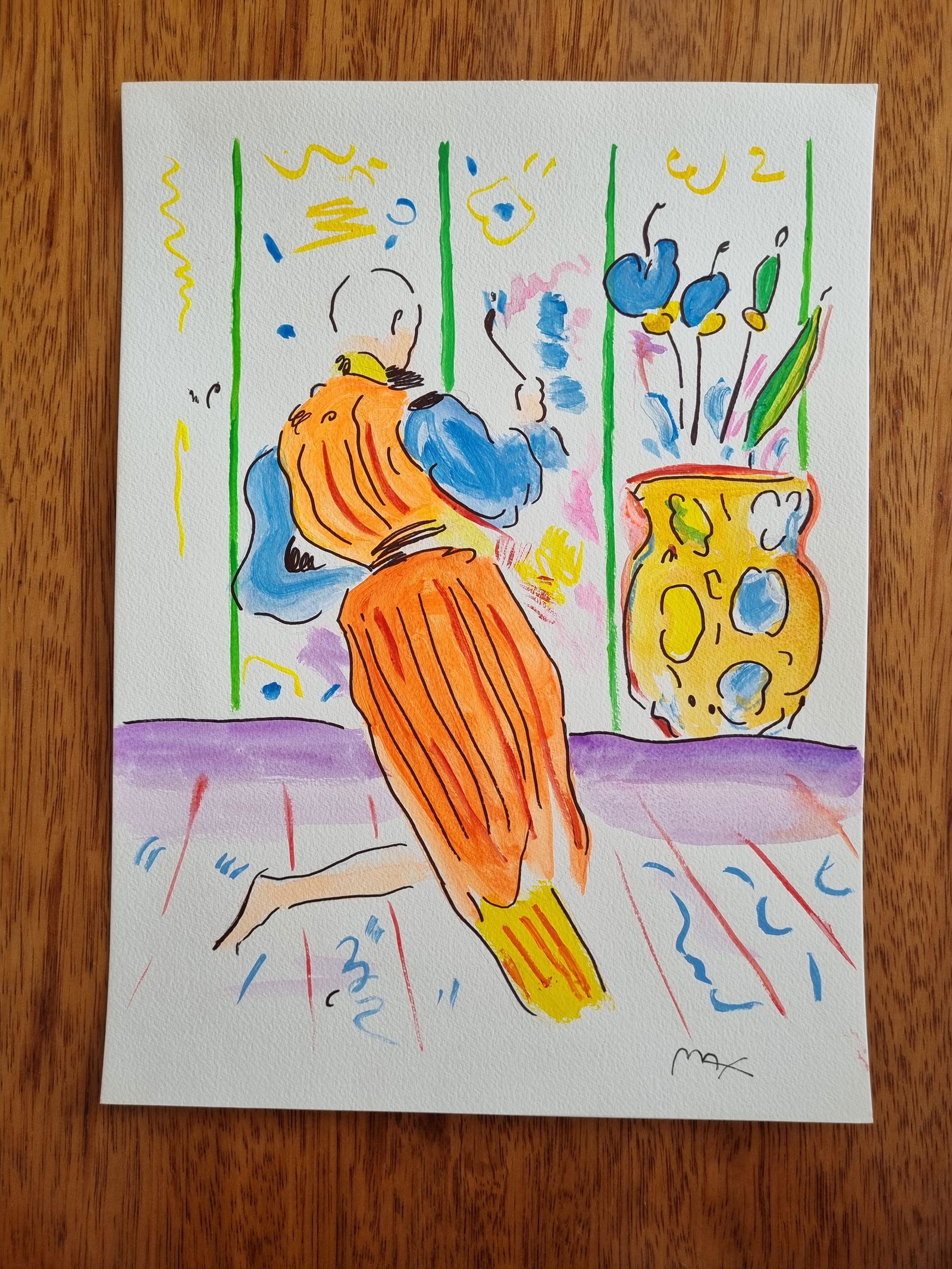 PETER MAX- FINE WATERCOLOR - "IN THE STYLE OF THE ARTIST": Description: Peter Max Watercolor on paperPeter Max (born Peter Max Finkelstein, October 19, 1937) is a German-American artist known for using bright colors in his work. Works by Max are associated wi