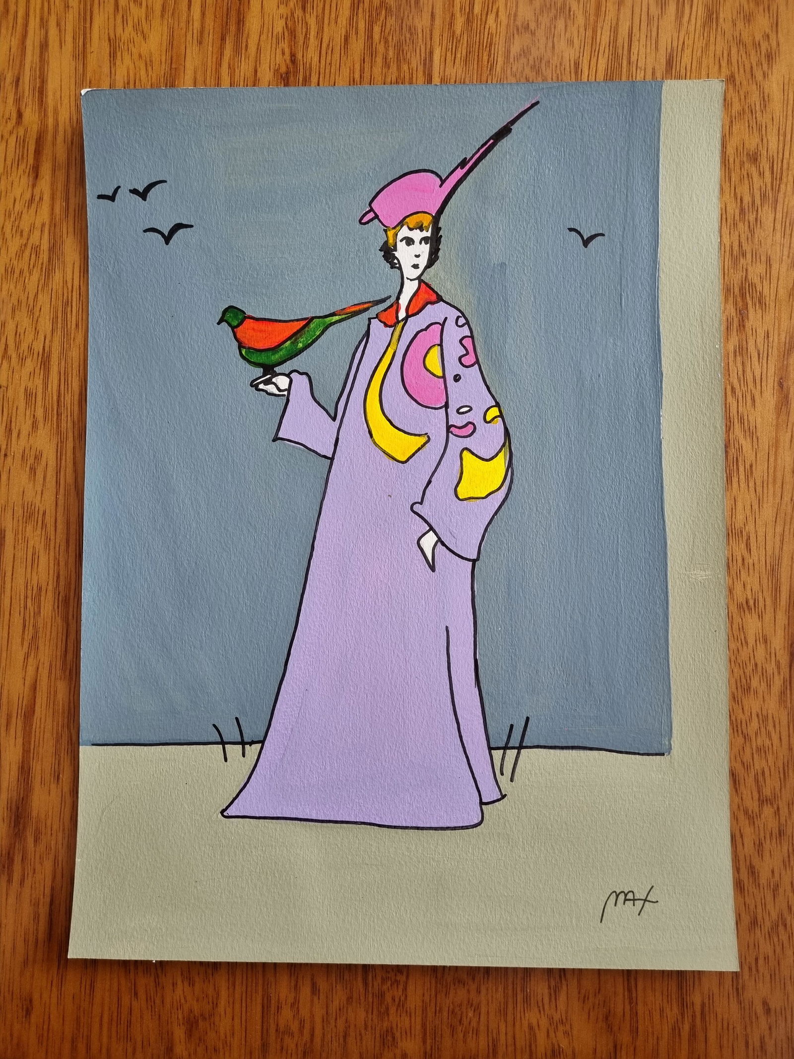 PETER MAX- FINE WATERCOLOR - "IN THE STYLE OF THE ARTIST": Description: Peter Max Watercolor on paperPeter Max (born Peter Max Finkelstein, October 19, 1937) is a German-American artist known for using bright colors in his work. Works by Max are associated wi