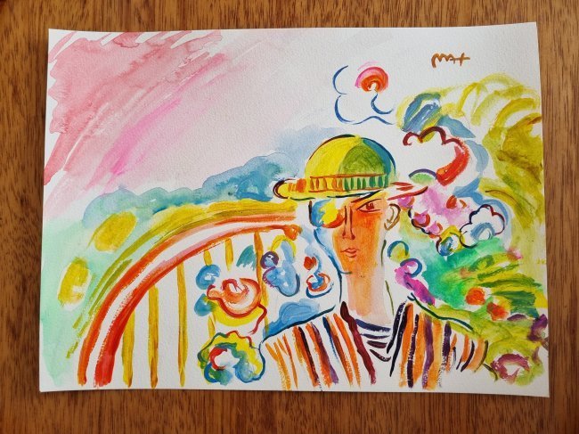 PETER MAX- FINE WATERCOLOR: Description: Peter Max Watercolor on paperPeter Max (born Peter Max Finkelstein, October 19, 1937) is a German-American artist known for using bright colors in his work. Works by Max are associated wi