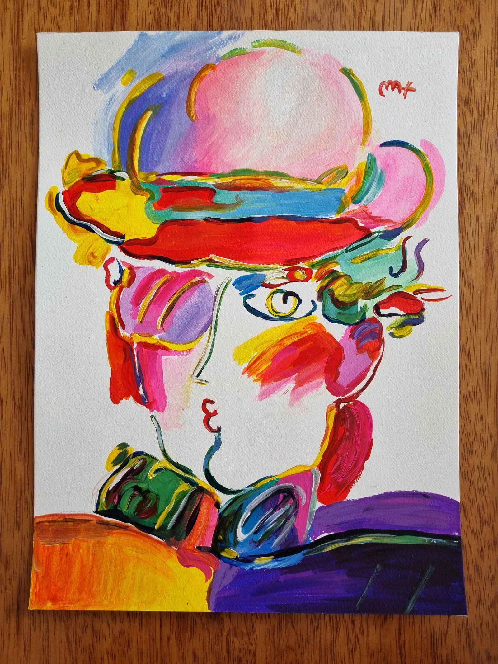 PETER MAX- FINE WATERCOLOR - "IN THE STYLE OF THE ARTIST": Description: Peter Max Watercolor on paperPeter Max (born Peter Max Finkelstein, October 19, 1937) is a German-American artist known for using bright colors in his work. Works by Max are associated wi