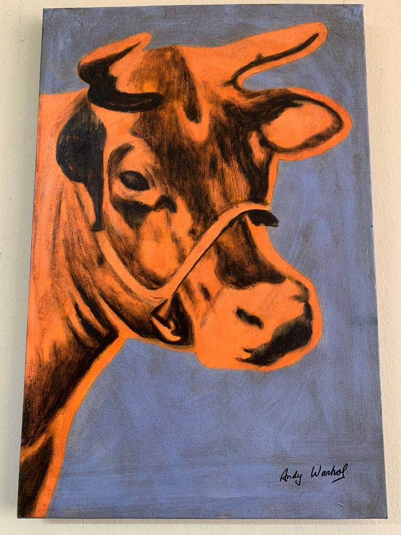 ANDY WARHOL - OIL ON CANVAS - ORANGE COW - IN THE STYLE OF (1 of 4)
