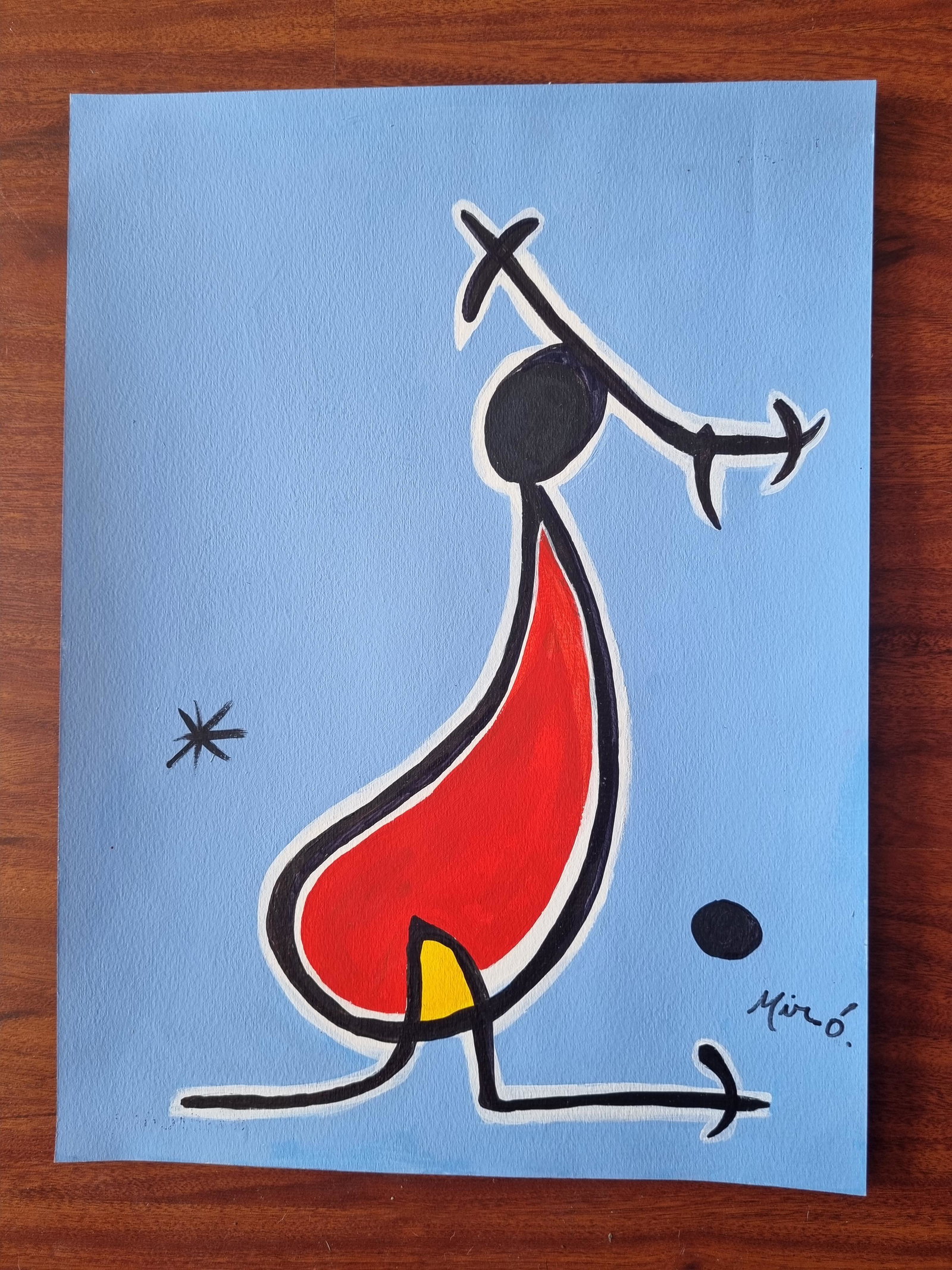 JOAN MIRO - FINE WATERCOLOR WITH SEALS AND SIGN - IN THE STYLE OF: Description: Joan Miro - Watercolor on paperJoan MirÃ³ was a Spanish painter, sculptor, engraver and ceramicist. In his works he reflected his interest in the subconscious, in the "childish" and in 