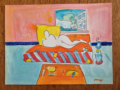 PETER MAX - 4 FINE WATERCOLORS - IN THE STYLE OF: Description: Peter Max - 4 Watercolors on paperPeter Max (born Peter Max Finkelstein, October 19, 1937) is a German-American artist known for using bright colors in his work. Works by Max are associat