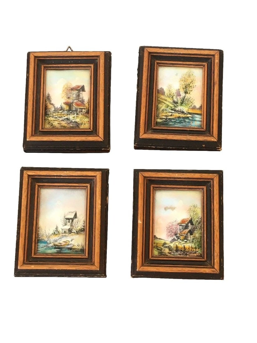 FERDEL - SET OF 4 MINI HAND-PAINTED ENAMEL PICTURES (1 of 10)