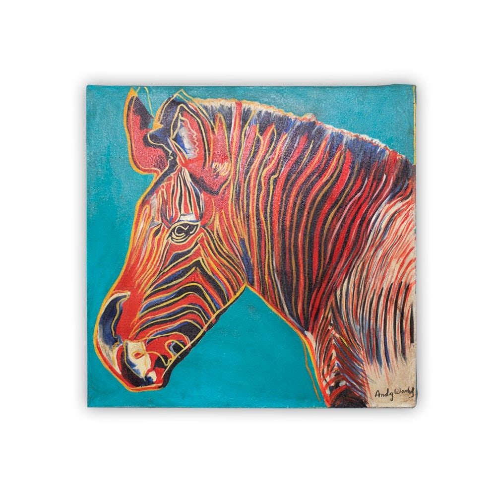 ANDY WARHOL - OIL ON CANVAS - ZEBRA - IN THE STYLE OF: Description: Acrylic painting on canvas by Andy Warhol, where the artist paints a Zebra in the Andy Warhol style. An appraisal certificate accompanies this piece. This great artist is recognized for h