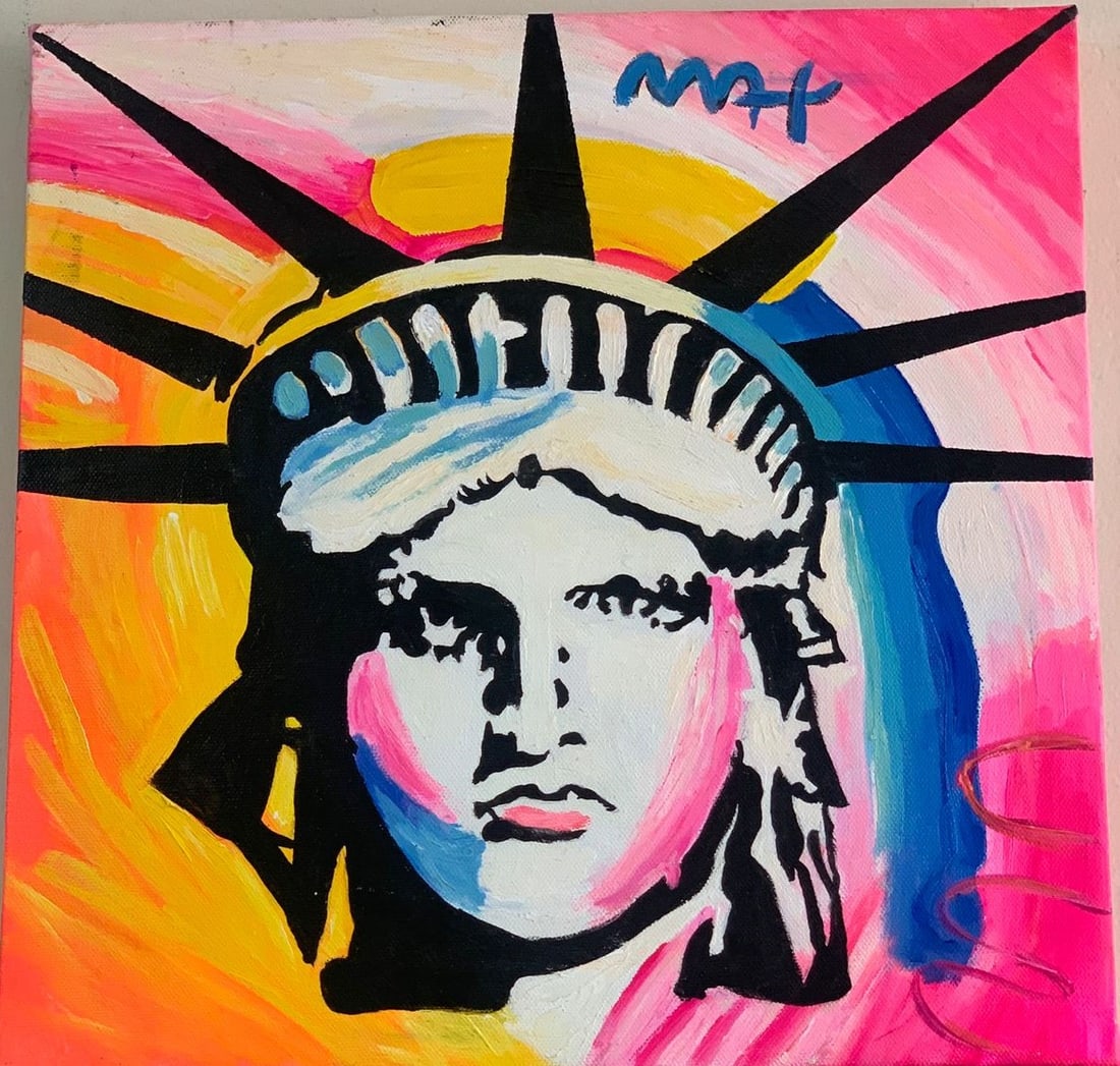 PETER MAX - OIL ON CANVAS  - STATUE OF LIBERTY - IN THE STYLE OF (1 of 4)