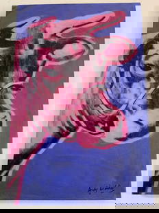 ANDY WARHOL - OIL ON CANVAS - LIGHT PINK COW - IN THE STYLE OF: Description: Andy Warhol oil on canvasAndrew Warhol, commonly known as Andy Warhol, was an American artist and actor who played a crucial role in the birth and development of pop artMeasurement: 40 x