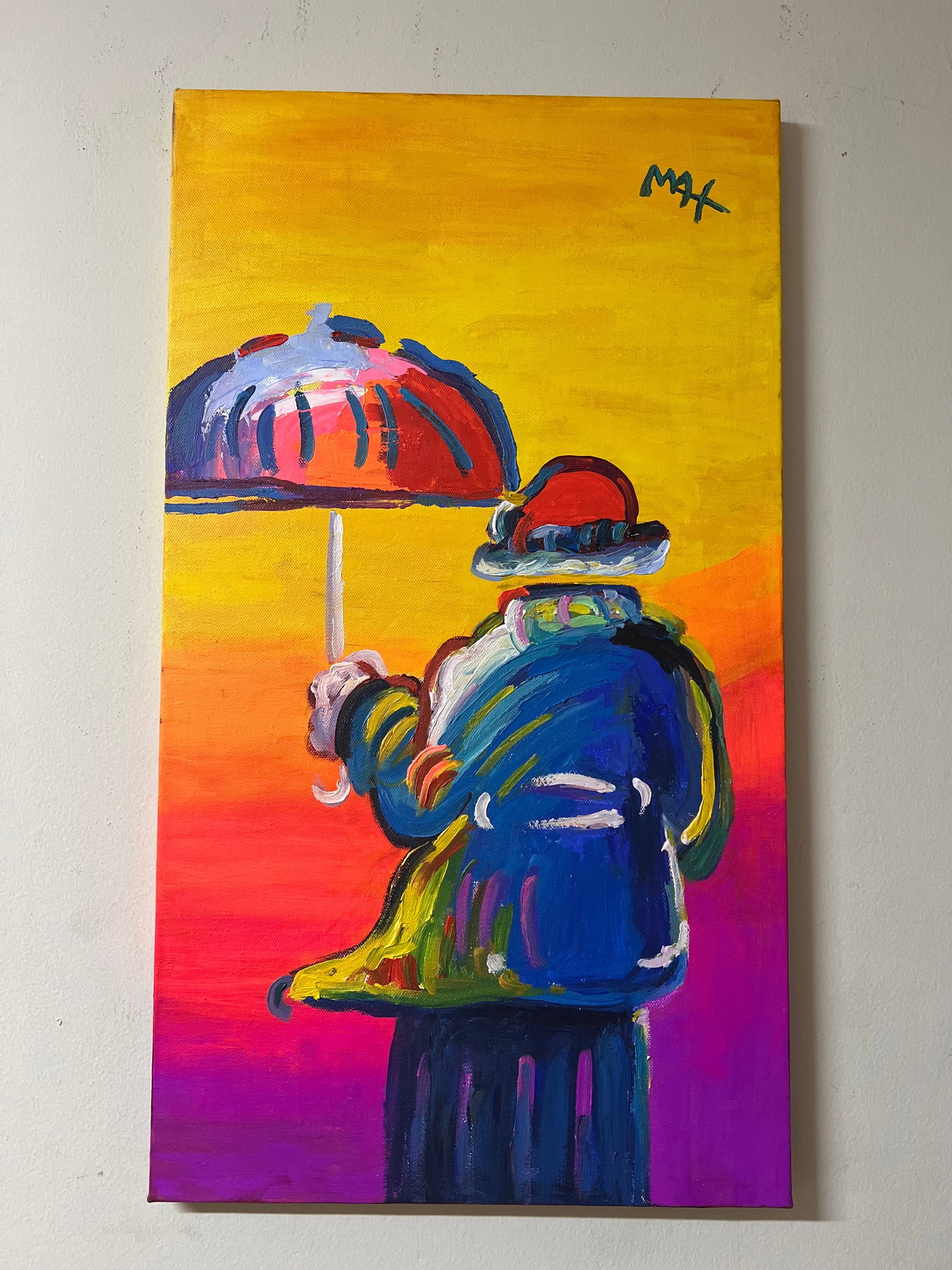 PETER MAX - ACRYLIC PAINTING - UMBRELLA MAN - IN THE STYLE OF (1 of 4)